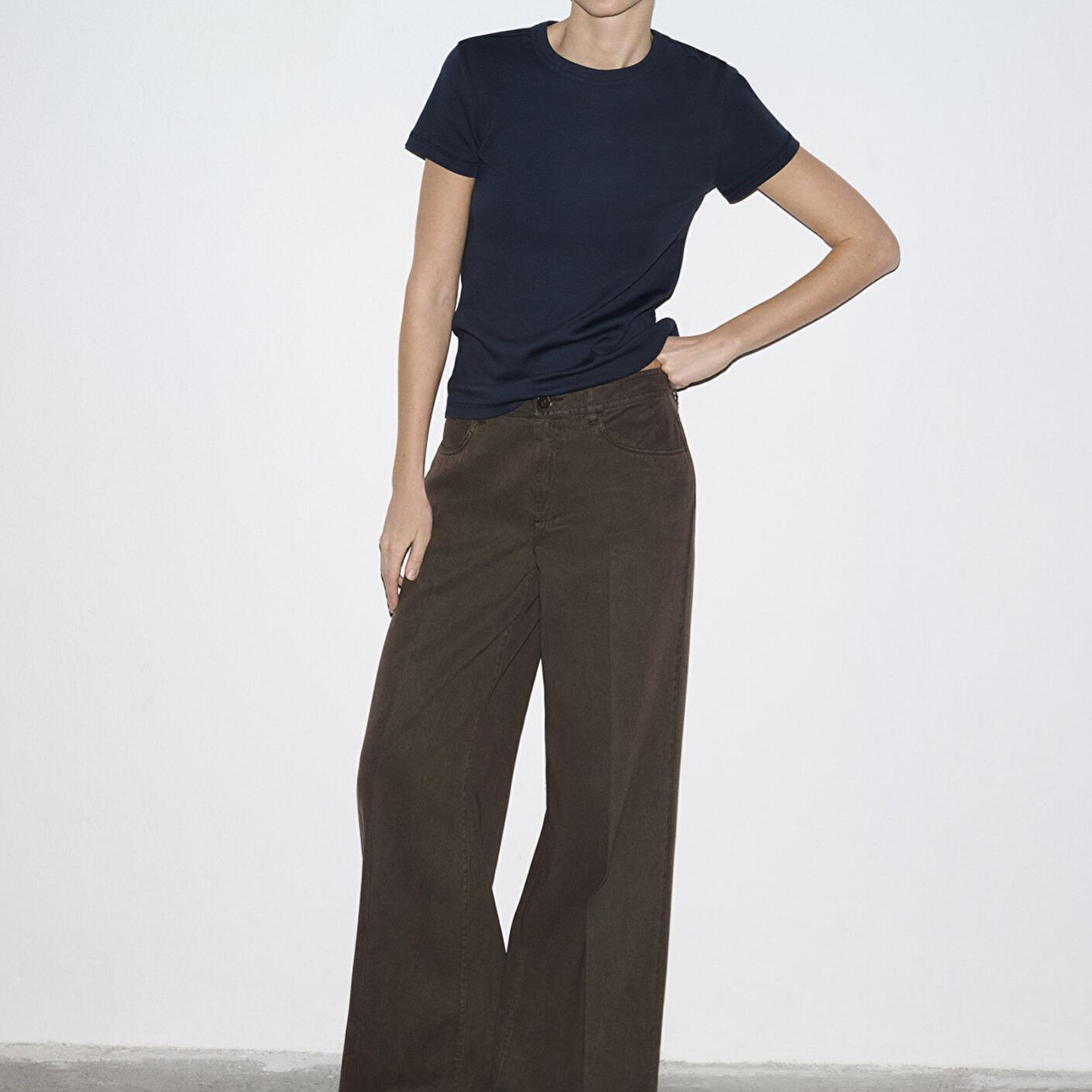 Mavi Kahverengi Geniş Paça Pantolon 1011217-71603