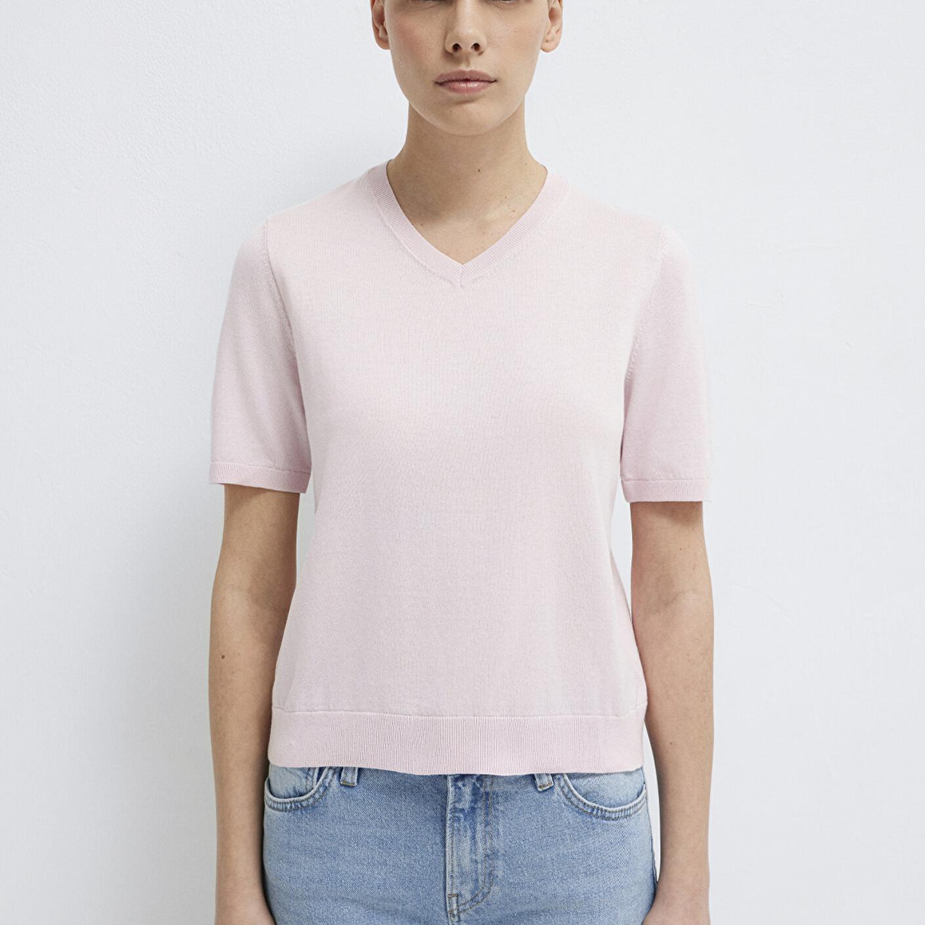 Mavi V Yaka Pembe Kazak Regular Fit / Normal Kesim 1710868-70969