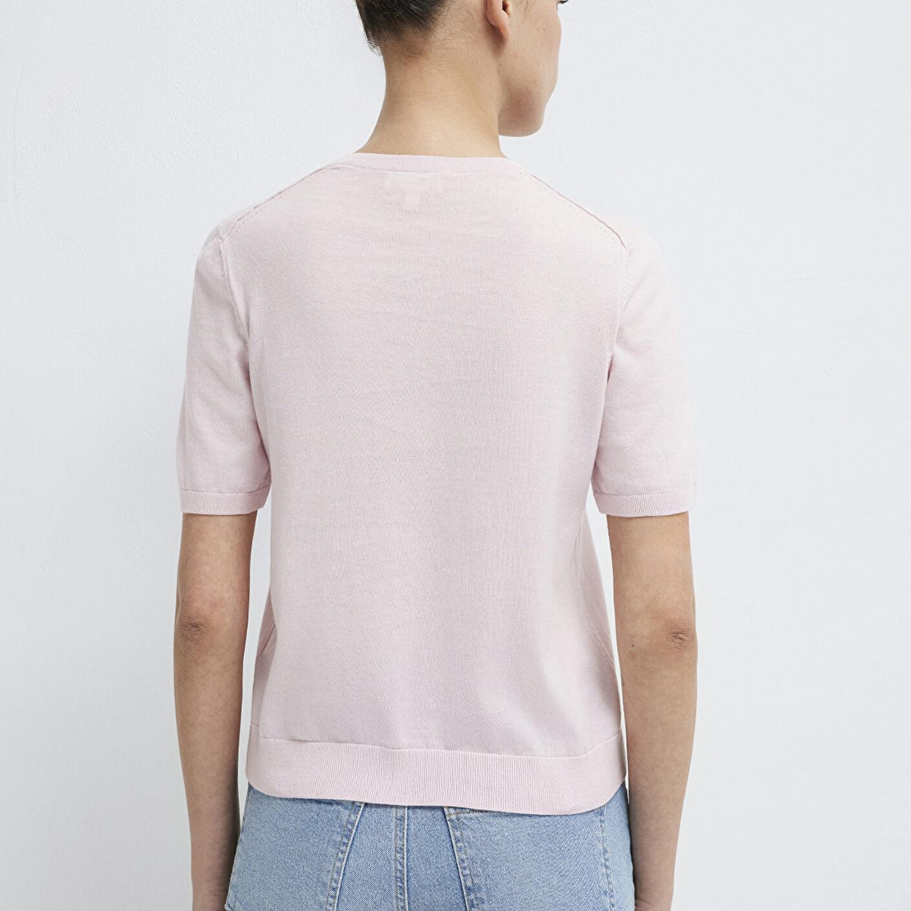 Mavi V Yaka Pembe Kazak Regular Fit / Normal Kesim 1710868-70969