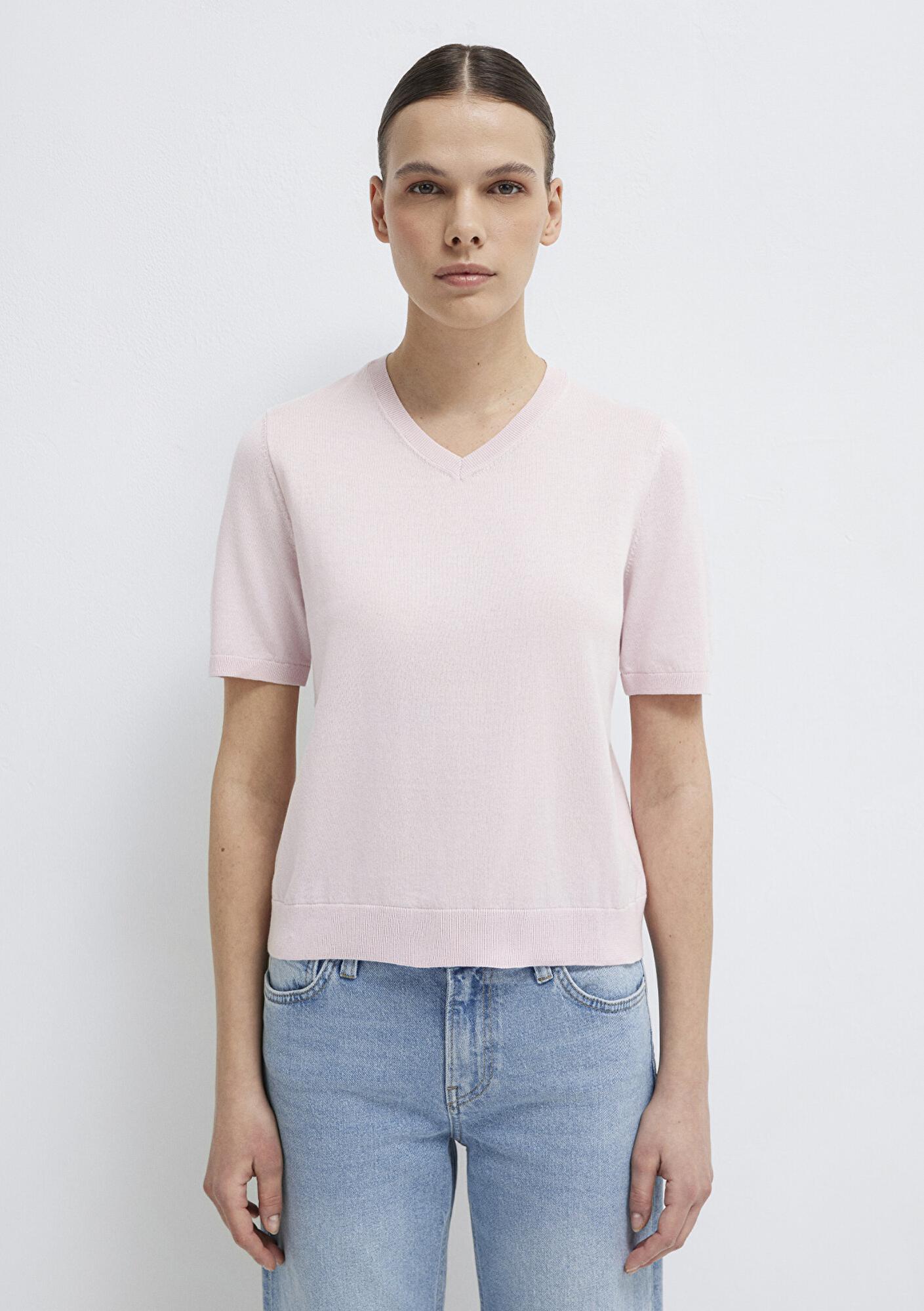 Mavi V Yaka Pembe Kazak Regular Fit / Normal Kesim 1710868-70969