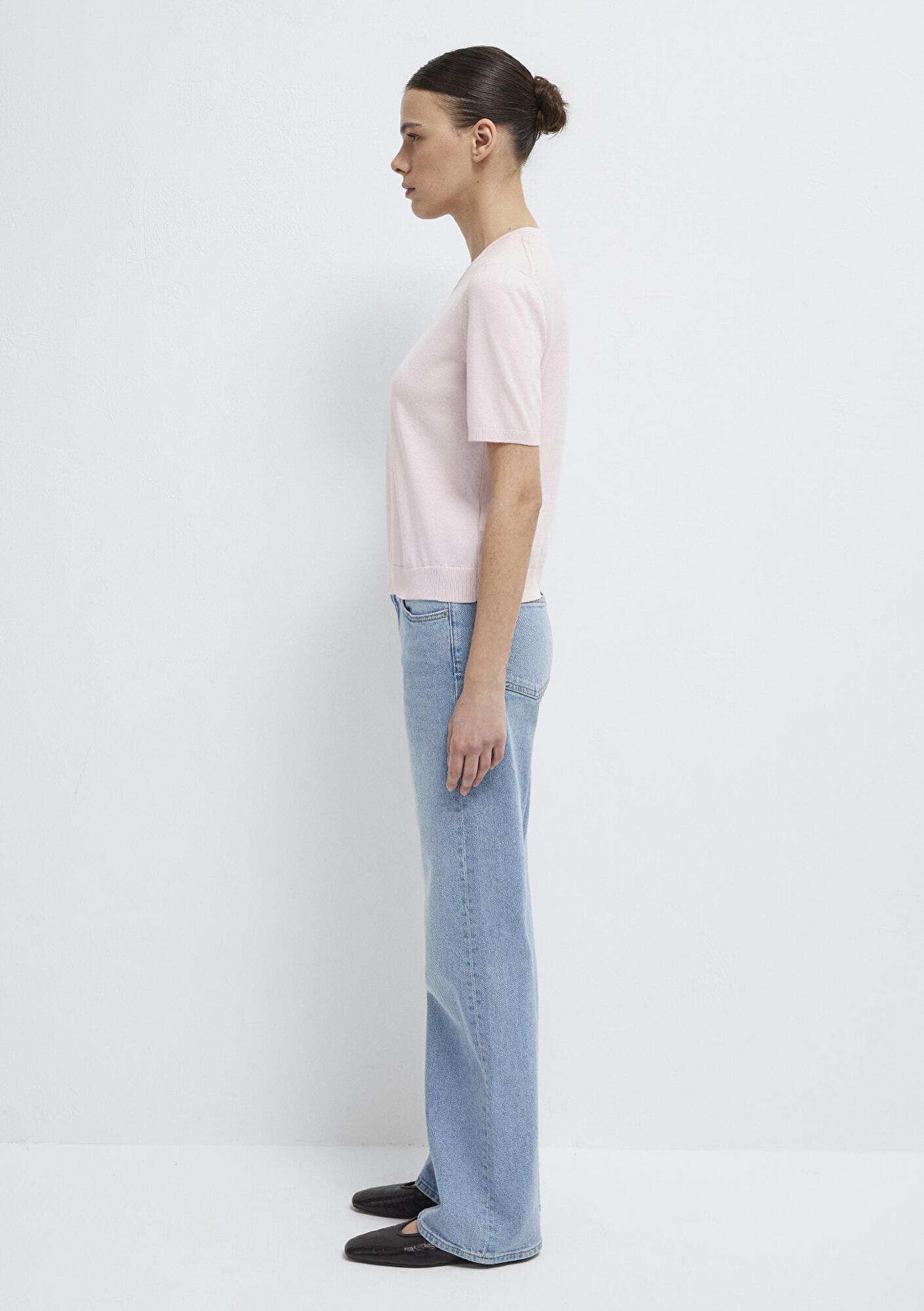 Mavi V Yaka Pembe Kazak Regular Fit / Normal Kesim 1710868-70969