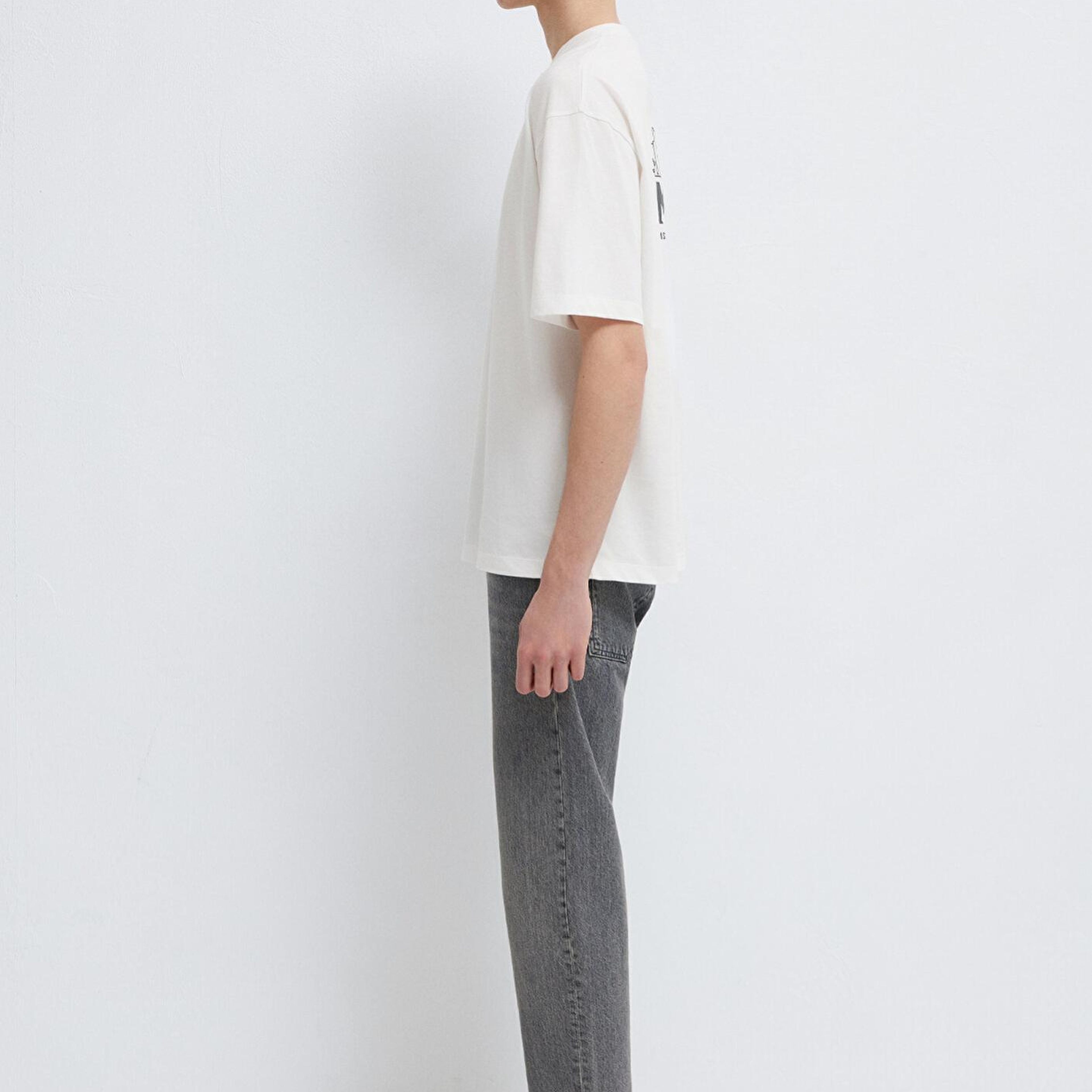 Mavi Miami Baskılı Ekru Tişört Oversize / Geniş Kesim 0613296-70057