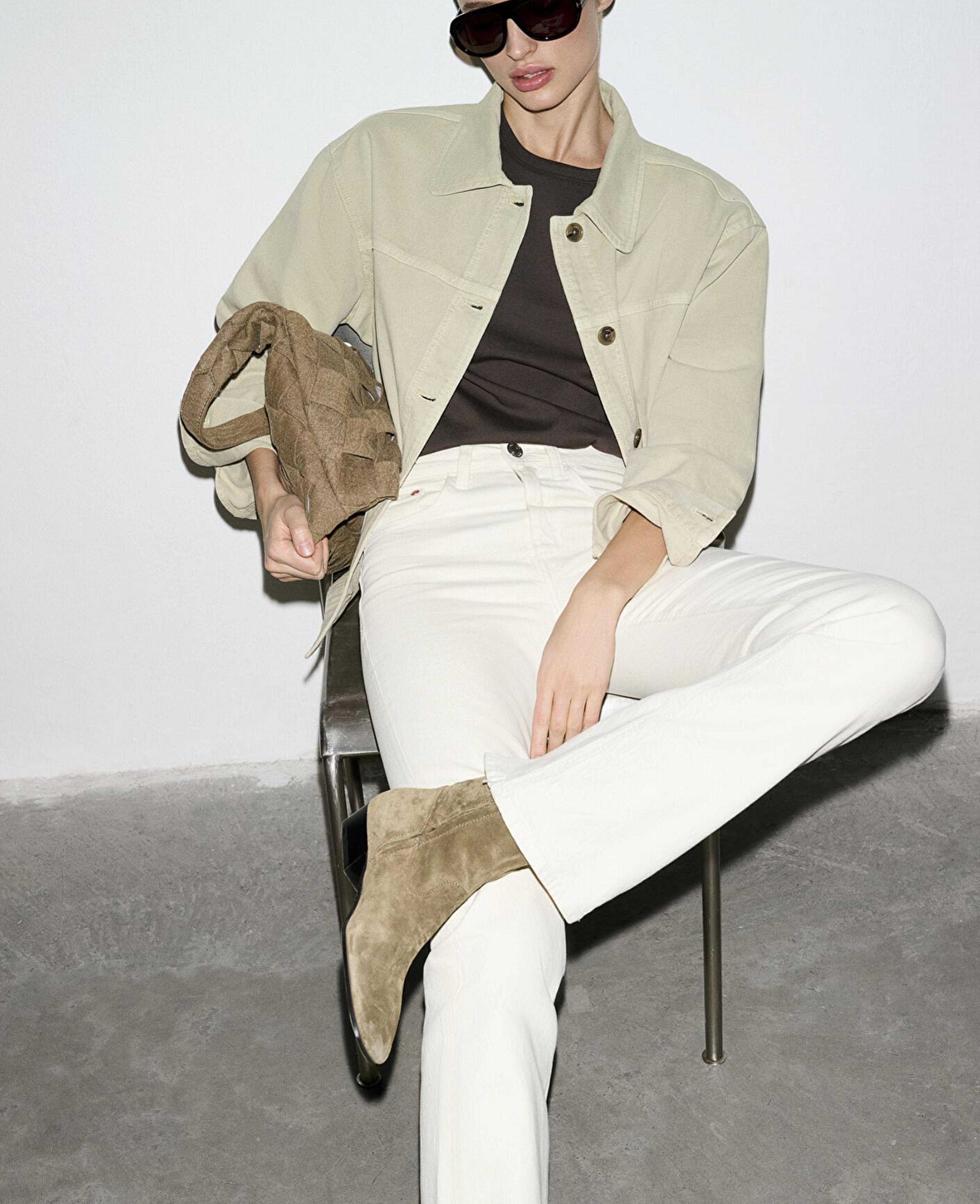 Mavi Cep Detaylı Yeşil Gömlek Oversize / Geniş Kesim 1211424-70153