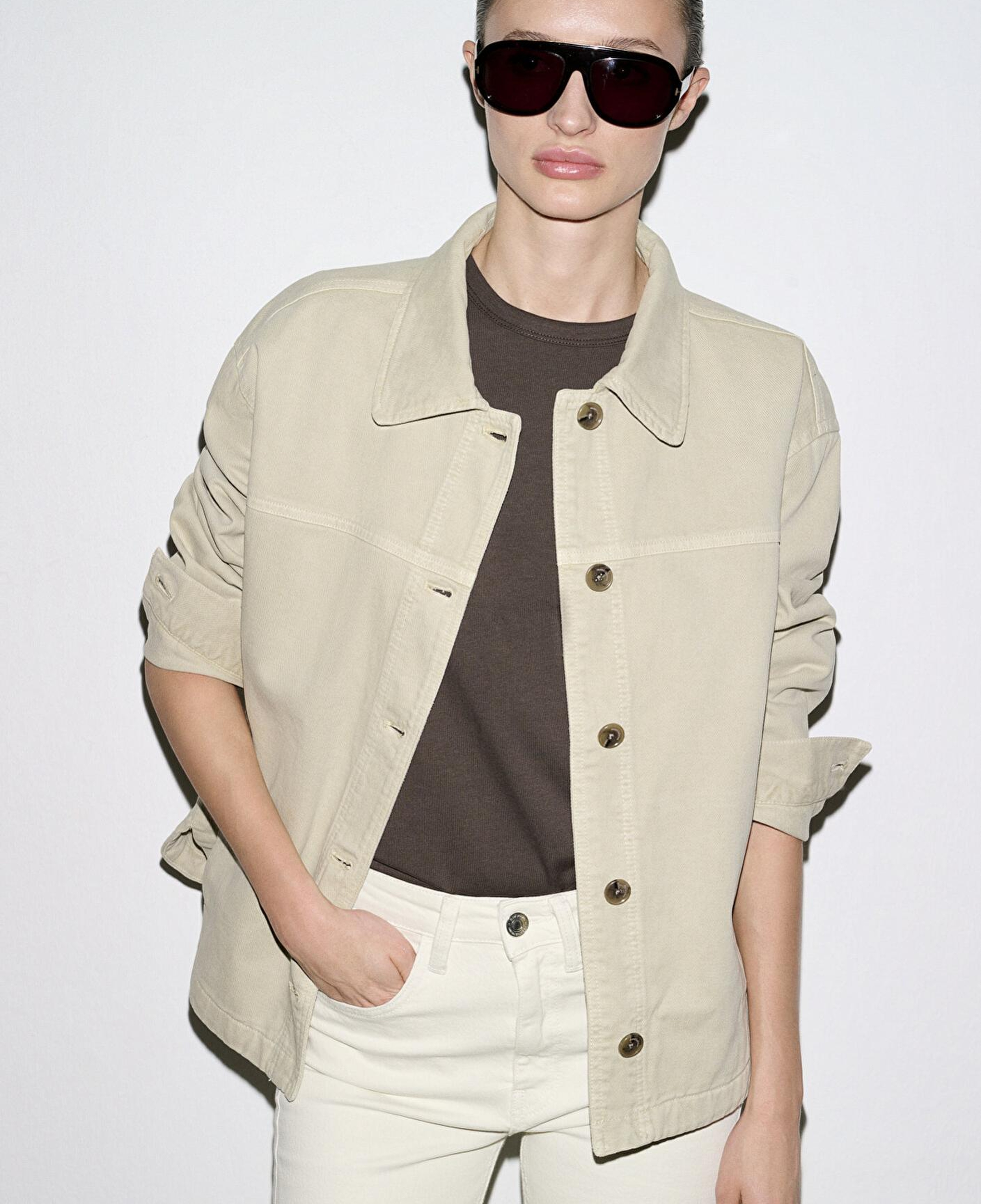 Mavi Cep Detaylı Yeşil Gömlek Oversize / Geniş Kesim 1211424-70153