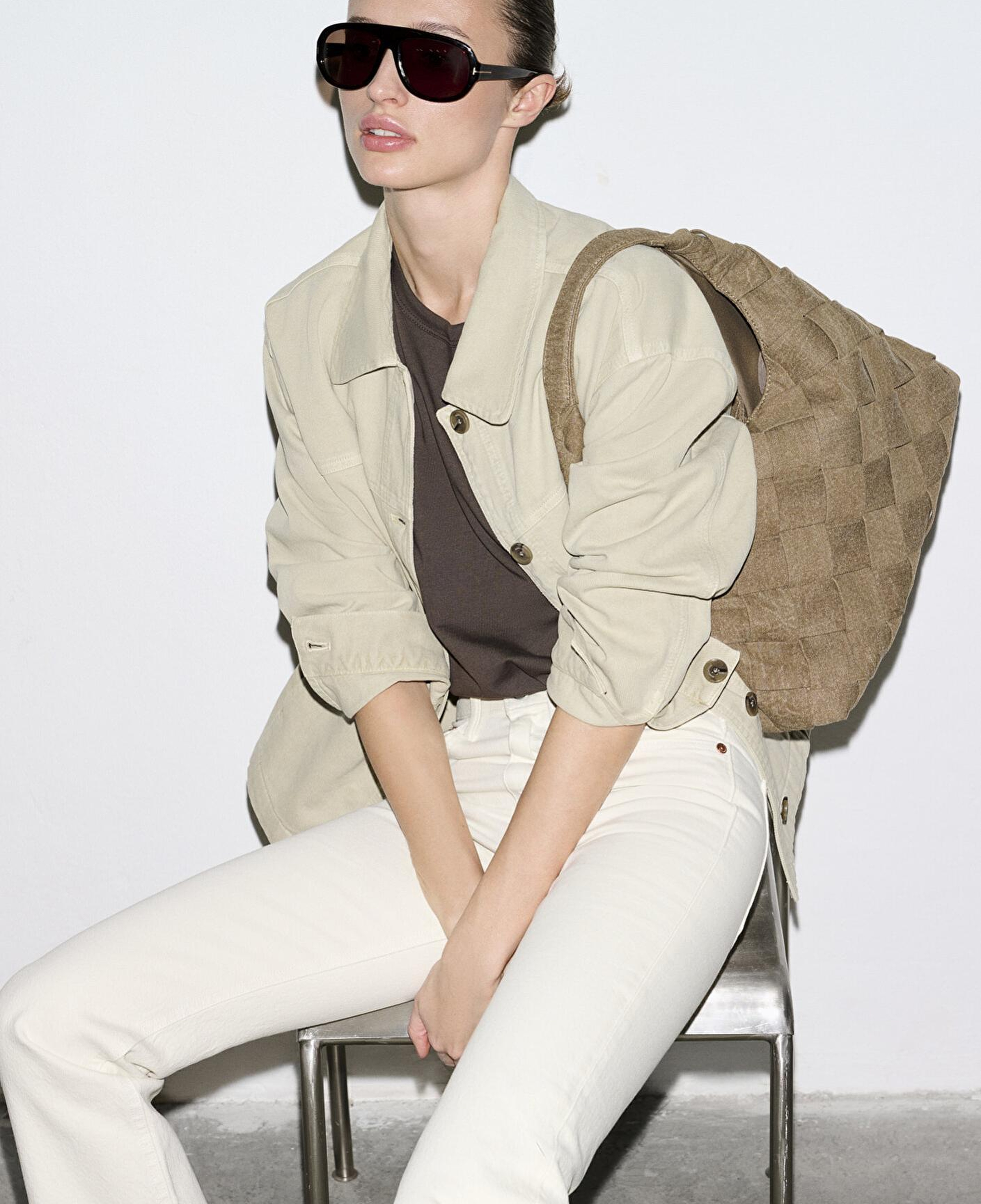 Mavi Cep Detaylı Yeşil Gömlek Oversize / Geniş Kesim 1211424-70153