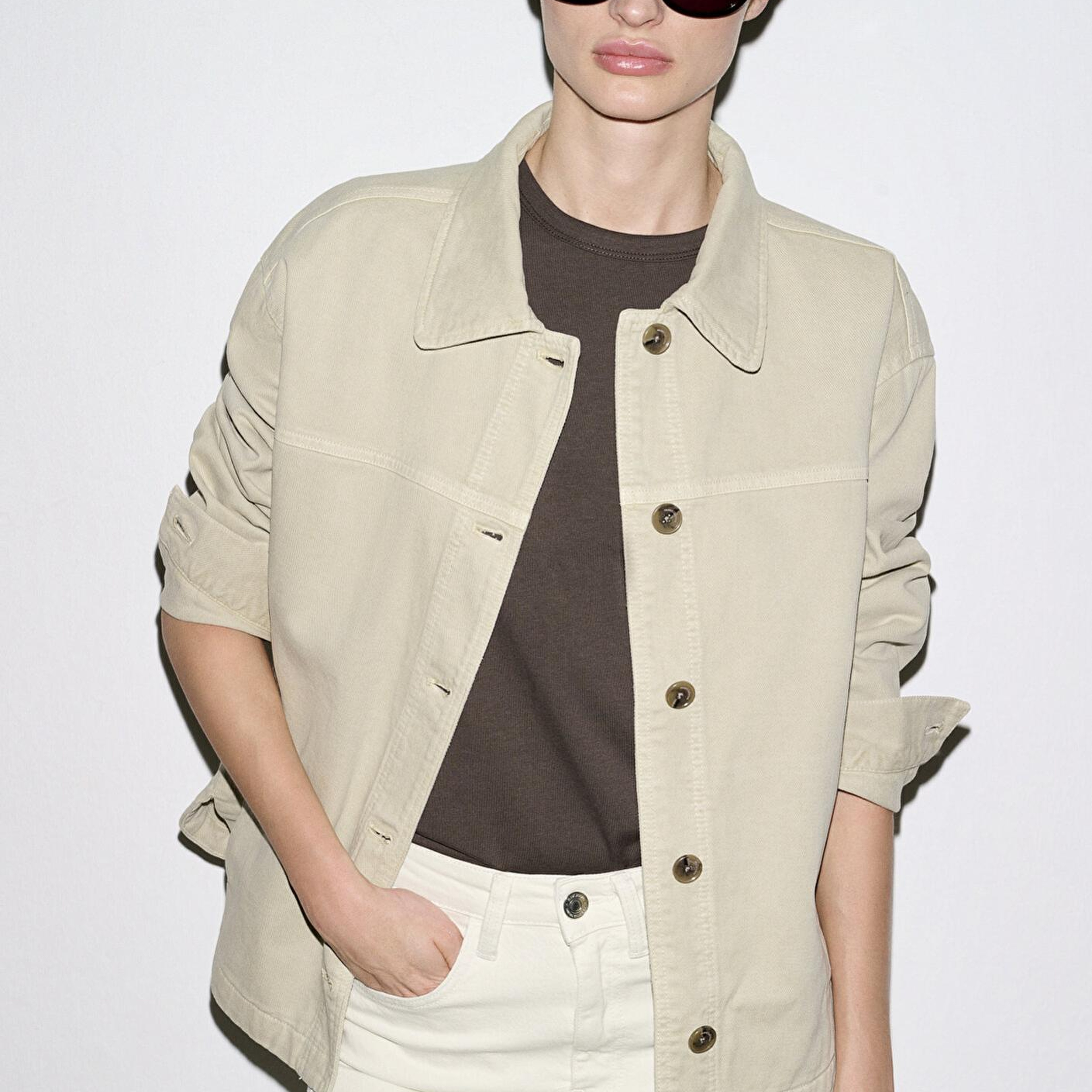 Mavi Cep Detaylı Yeşil Gömlek Oversize / Geniş Kesim 1211424-70153