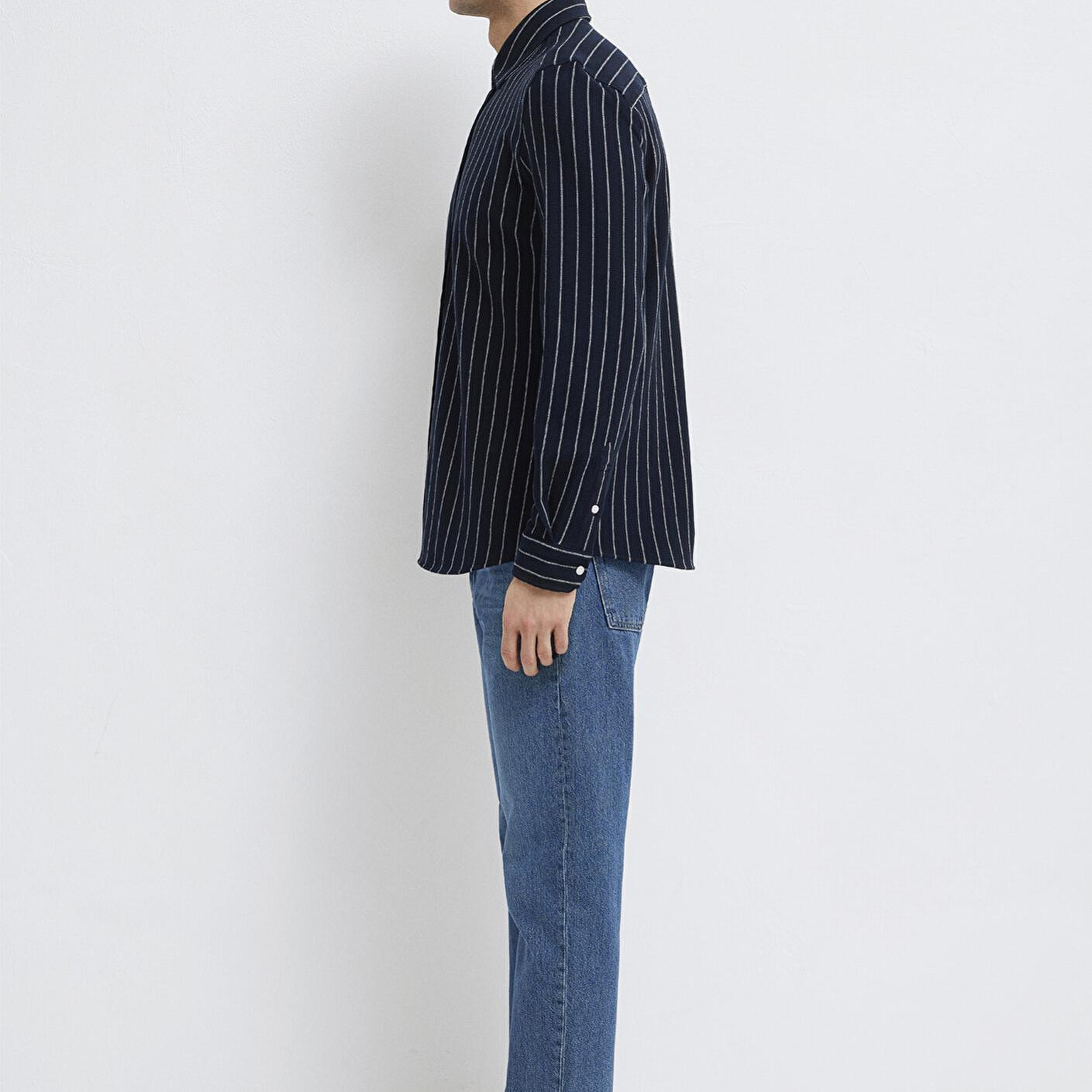 Mavi Çizgili Siyah Gömlek Regular Fit / Normal Kesim 0211998-91552