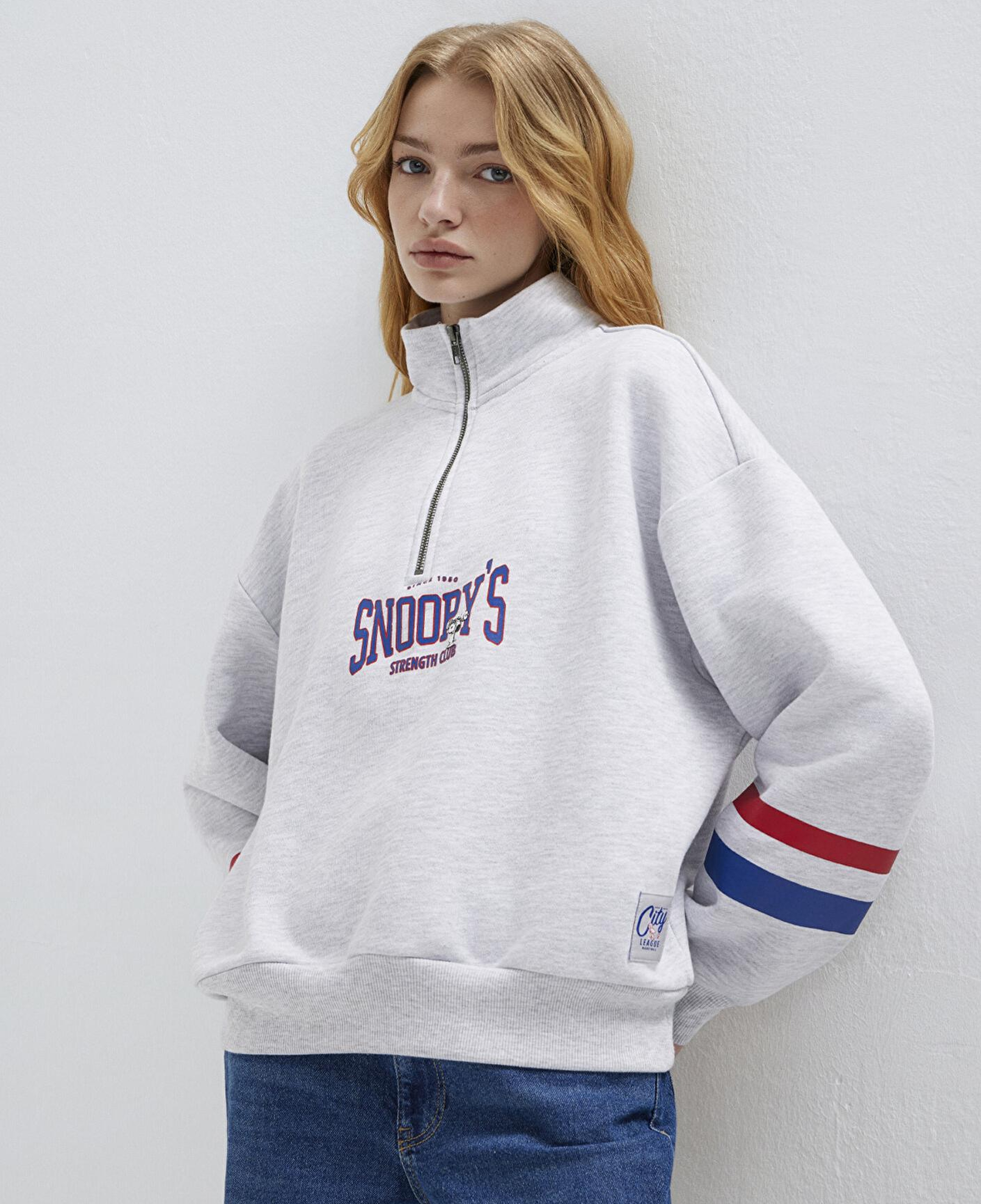 Mavi Peanuts Baskılı Gri Sweatshirt 1S10529-80196
