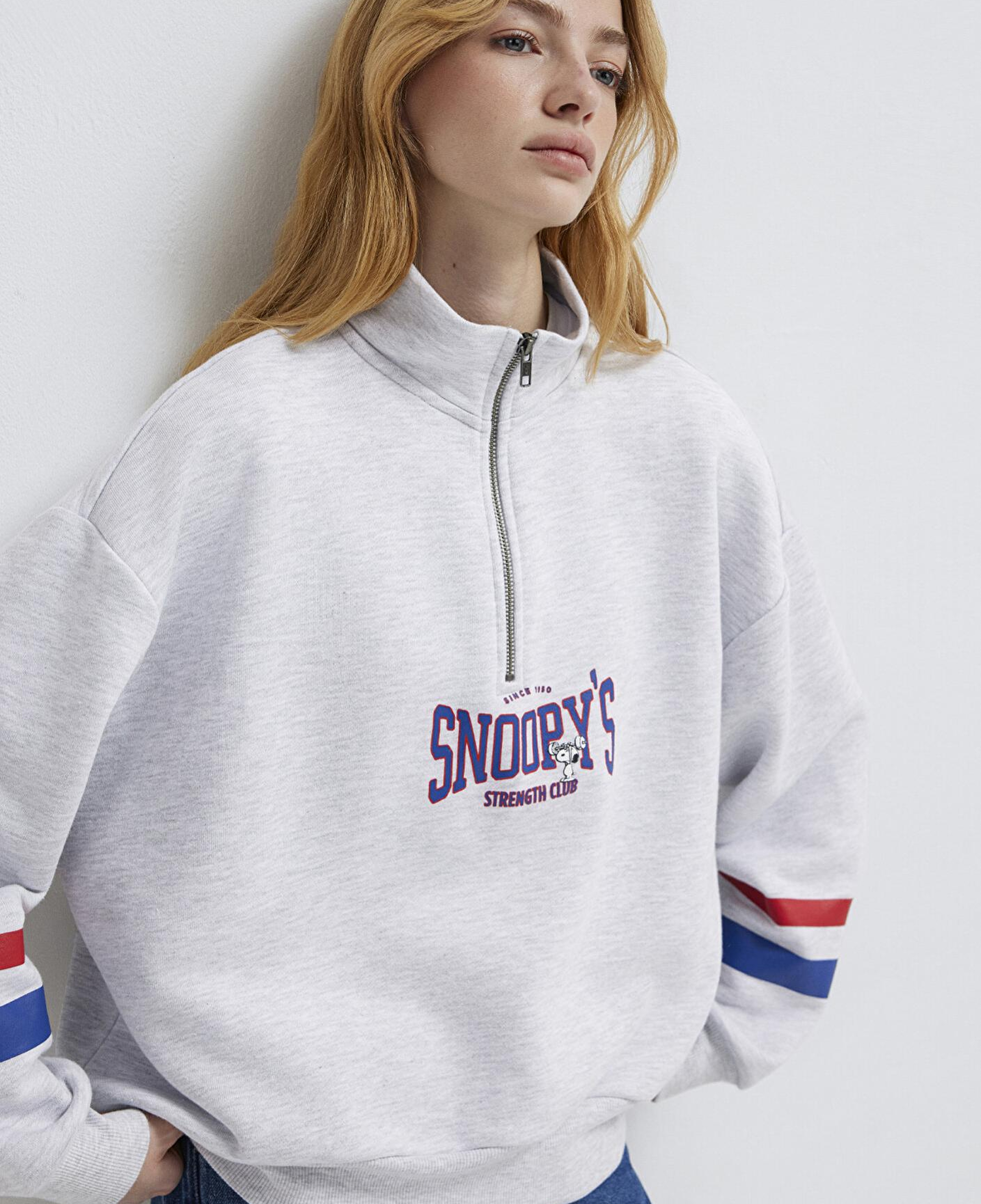 Mavi Peanuts Baskılı Gri Sweatshirt 1S10529-80196