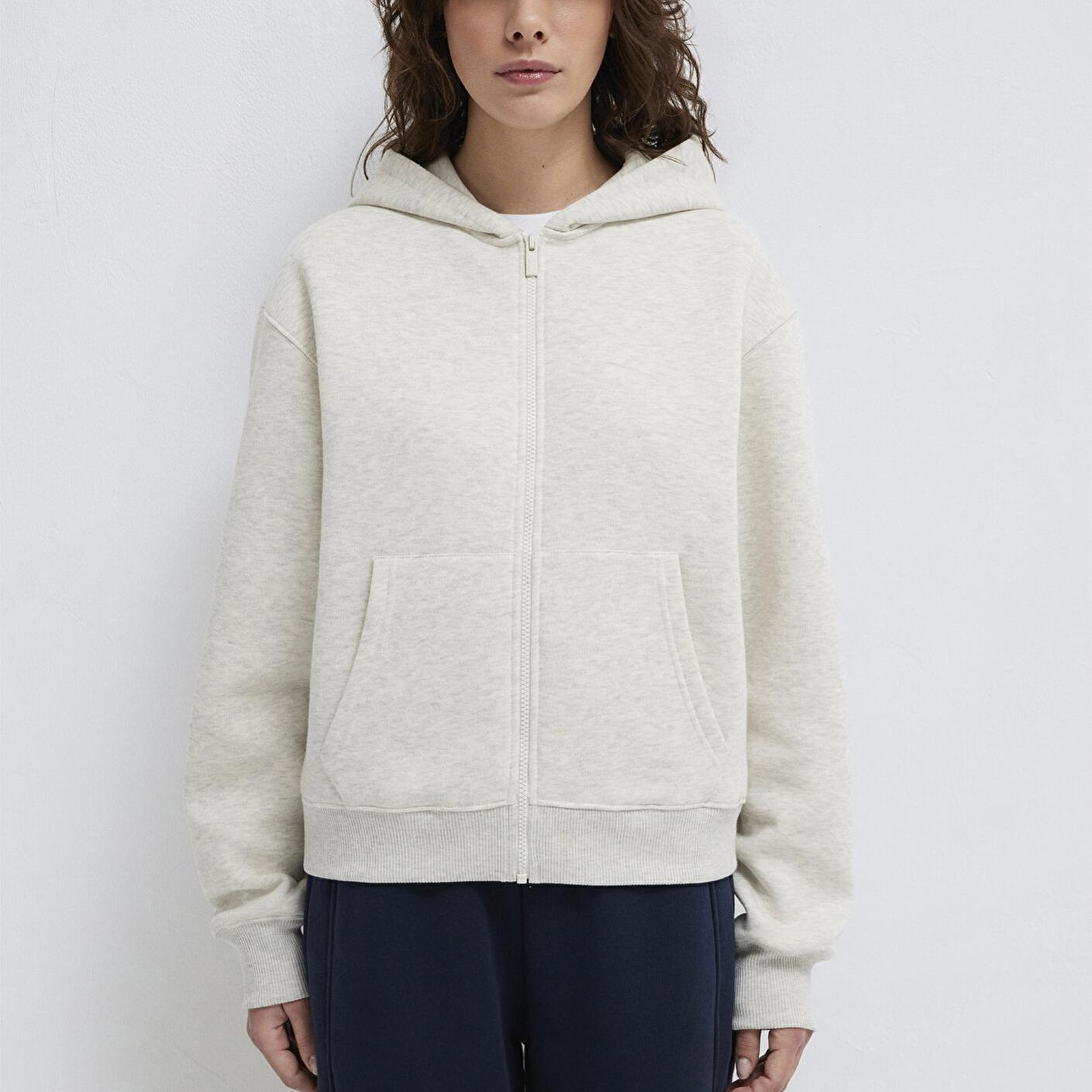 Mavi Mavi Logo Nakış Detaylı Kapüşonlu Bej Sweatshirt 1S10532-85576