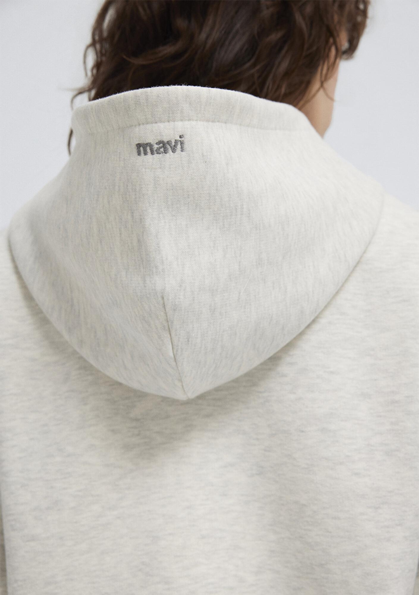 Mavi Mavi Logo Nakış Detaylı Kapüşonlu Bej Sweatshirt 1S10532-85576