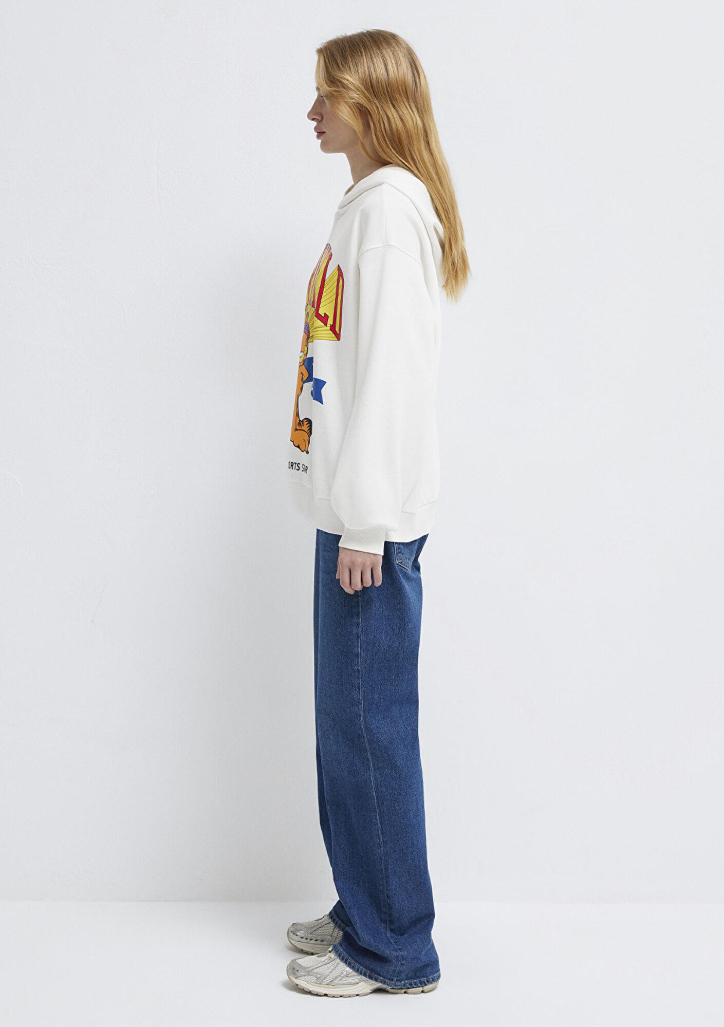 Mavi Garfield Baskılı Ekru Sweatshirt 1S10530-80194