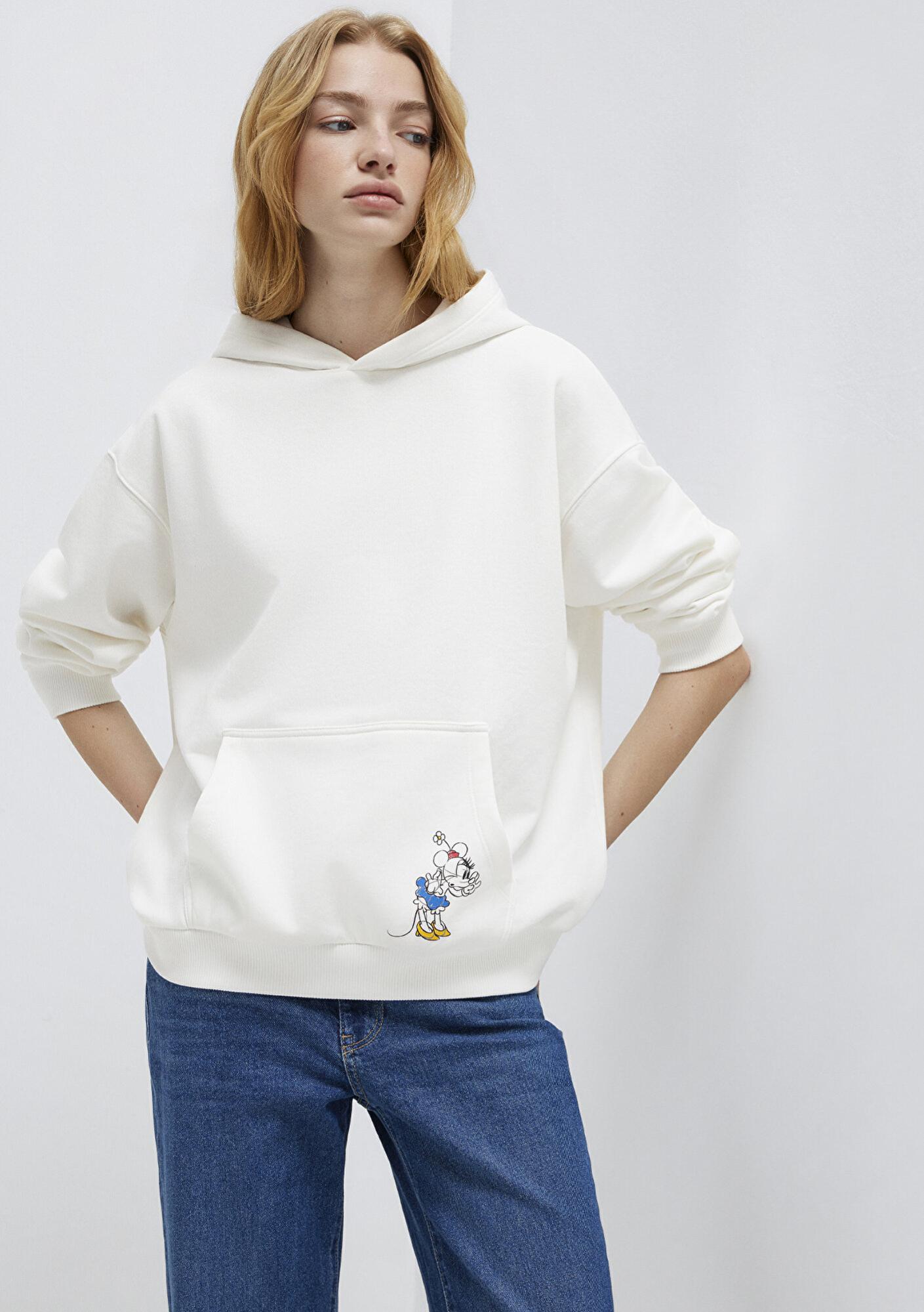 Mavi Minnie Mouse Baskılı Ekru Sweatshirt 1S10520-80194