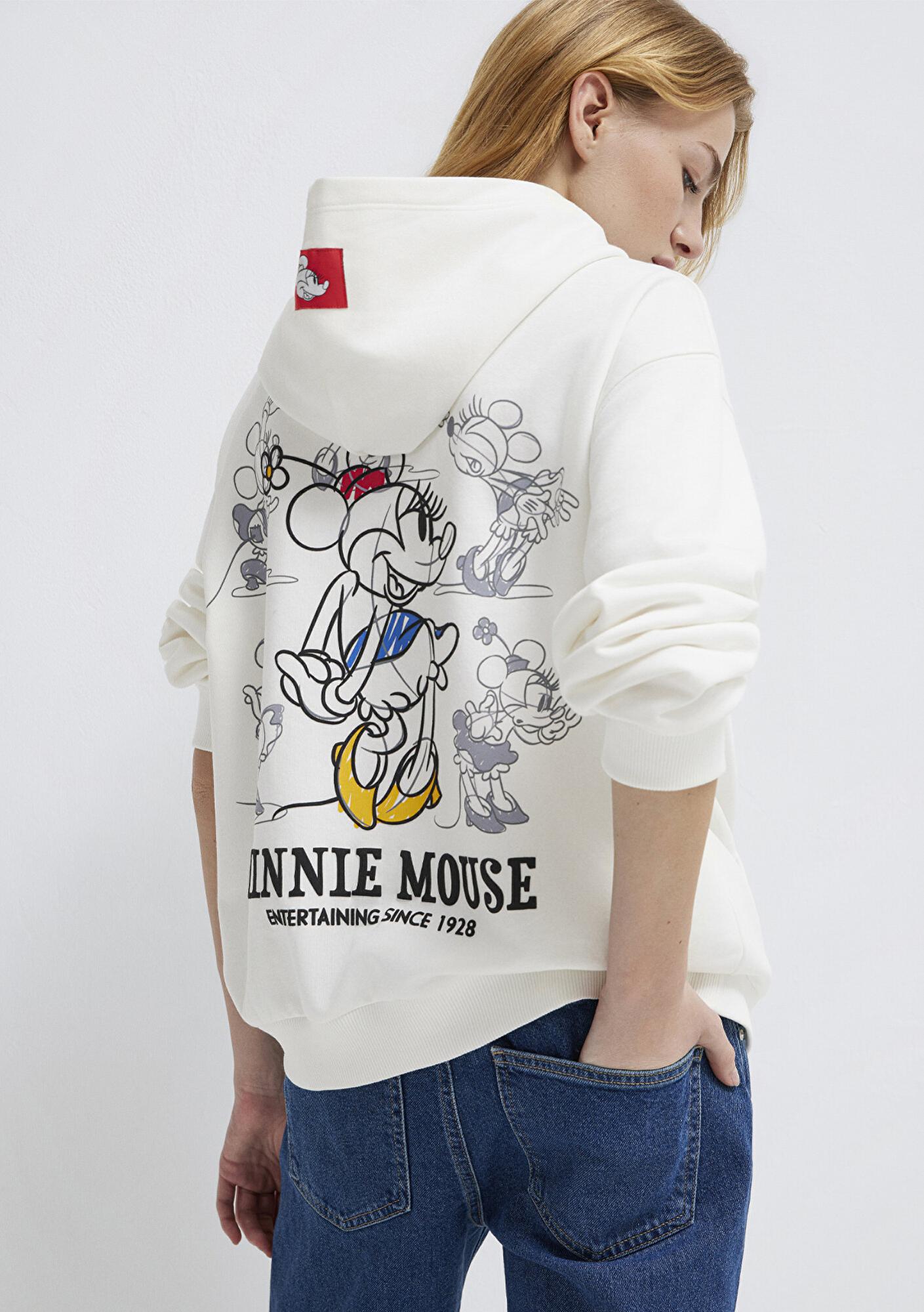Mavi Minnie Mouse Baskılı Ekru Sweatshirt 1S10520-80194