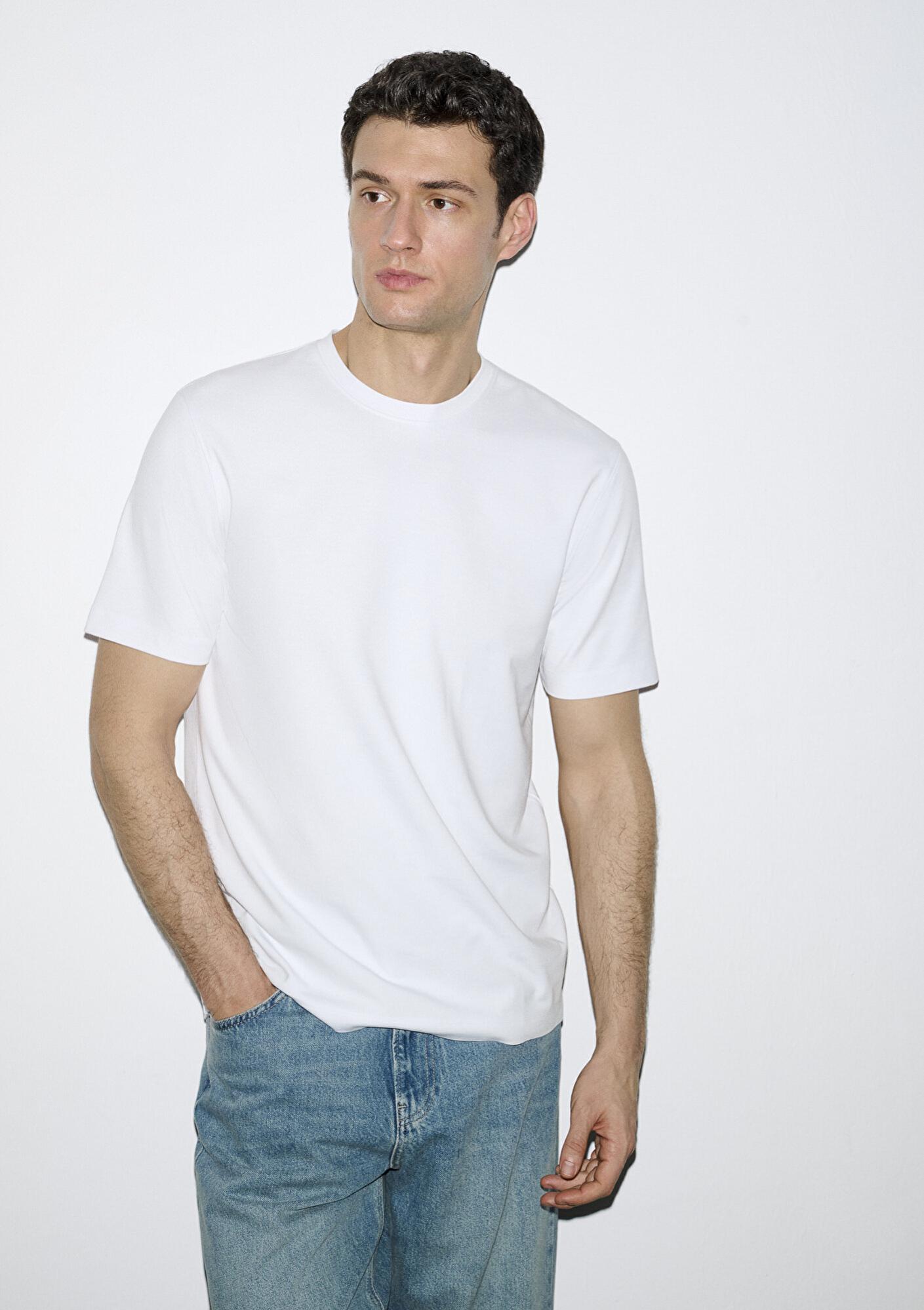 Mavi Hafif ve Esnek Beyaz Travel Tişört Regular Fit / Normal Kesim 0613224-620