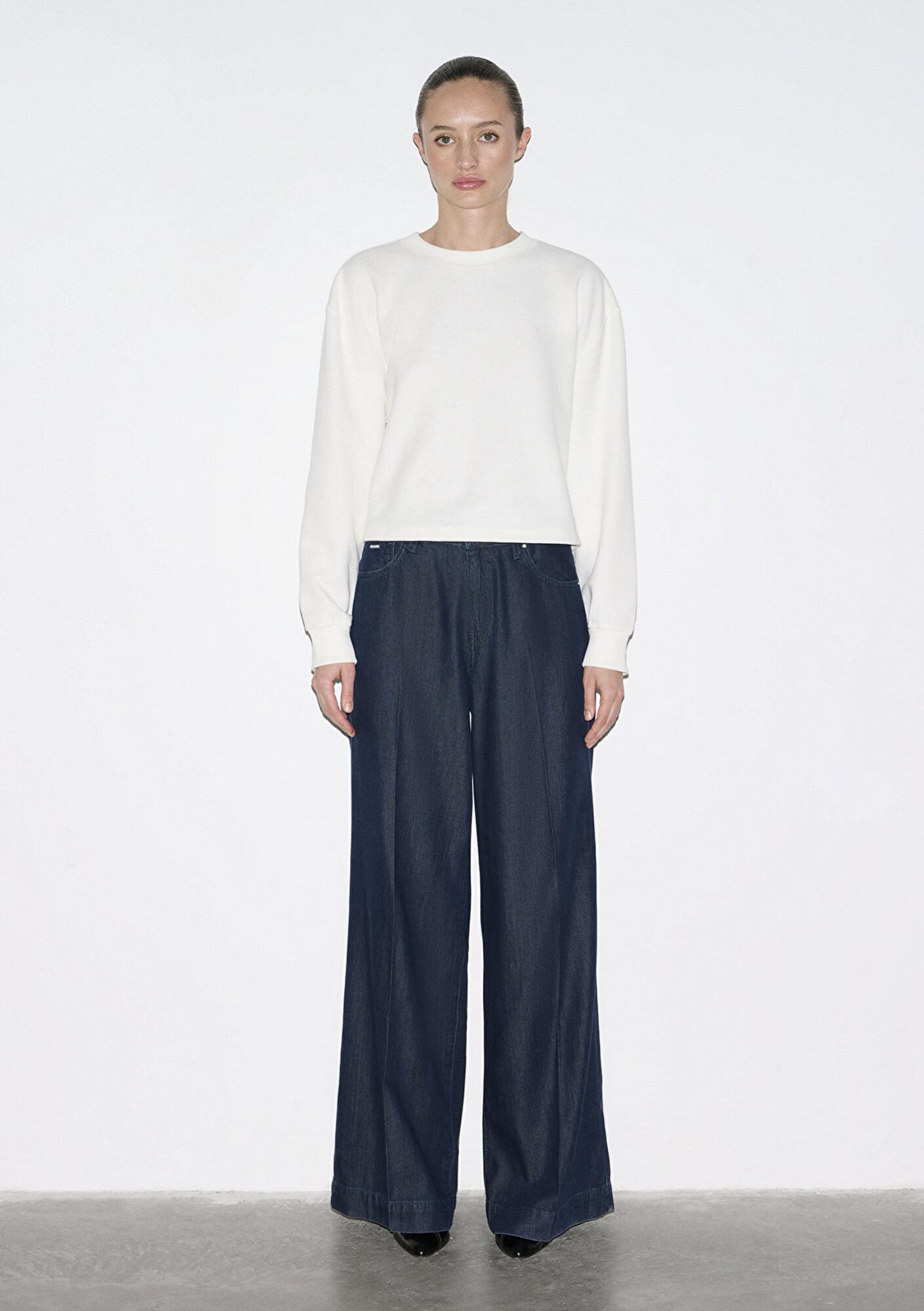 Mavi Bisiklet Yaka Ekru Sweatshirt 1S10508-70051