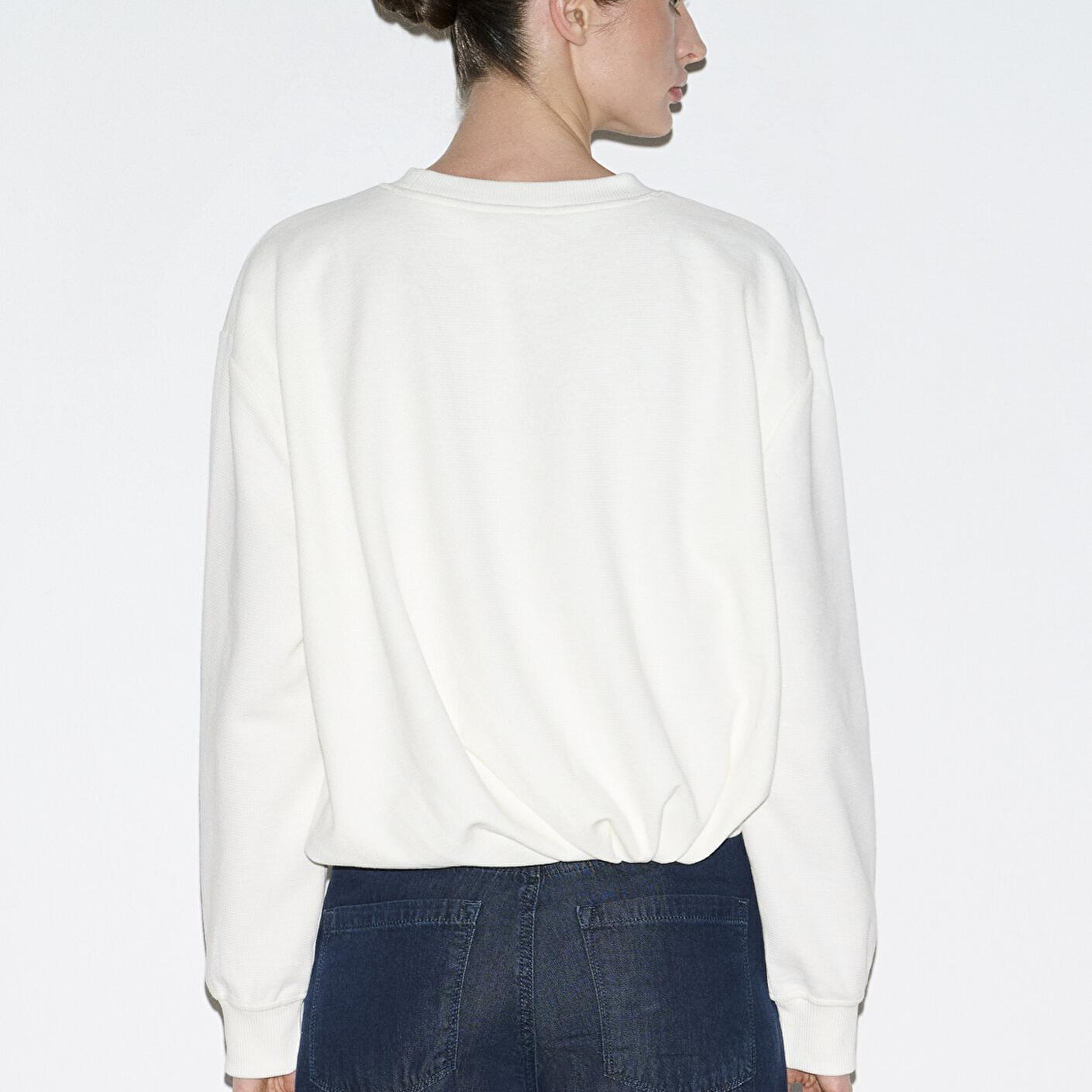 Mavi Bisiklet Yaka Ekru Sweatshirt 1S10508-70051