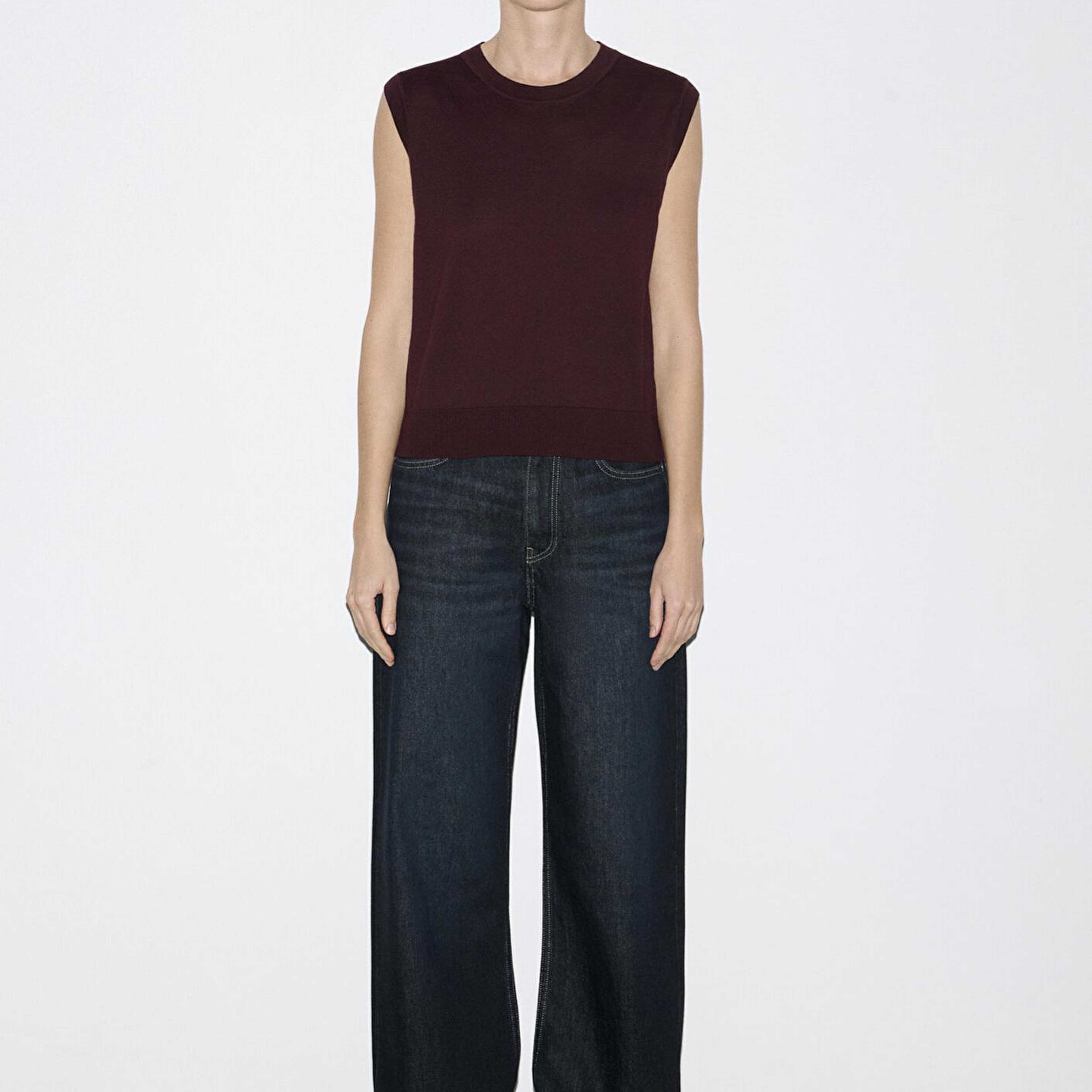 Mavi Bisiklet Yaka Bordo Triko Süveter Slim Fit / Dar Kesim 1710866-70223