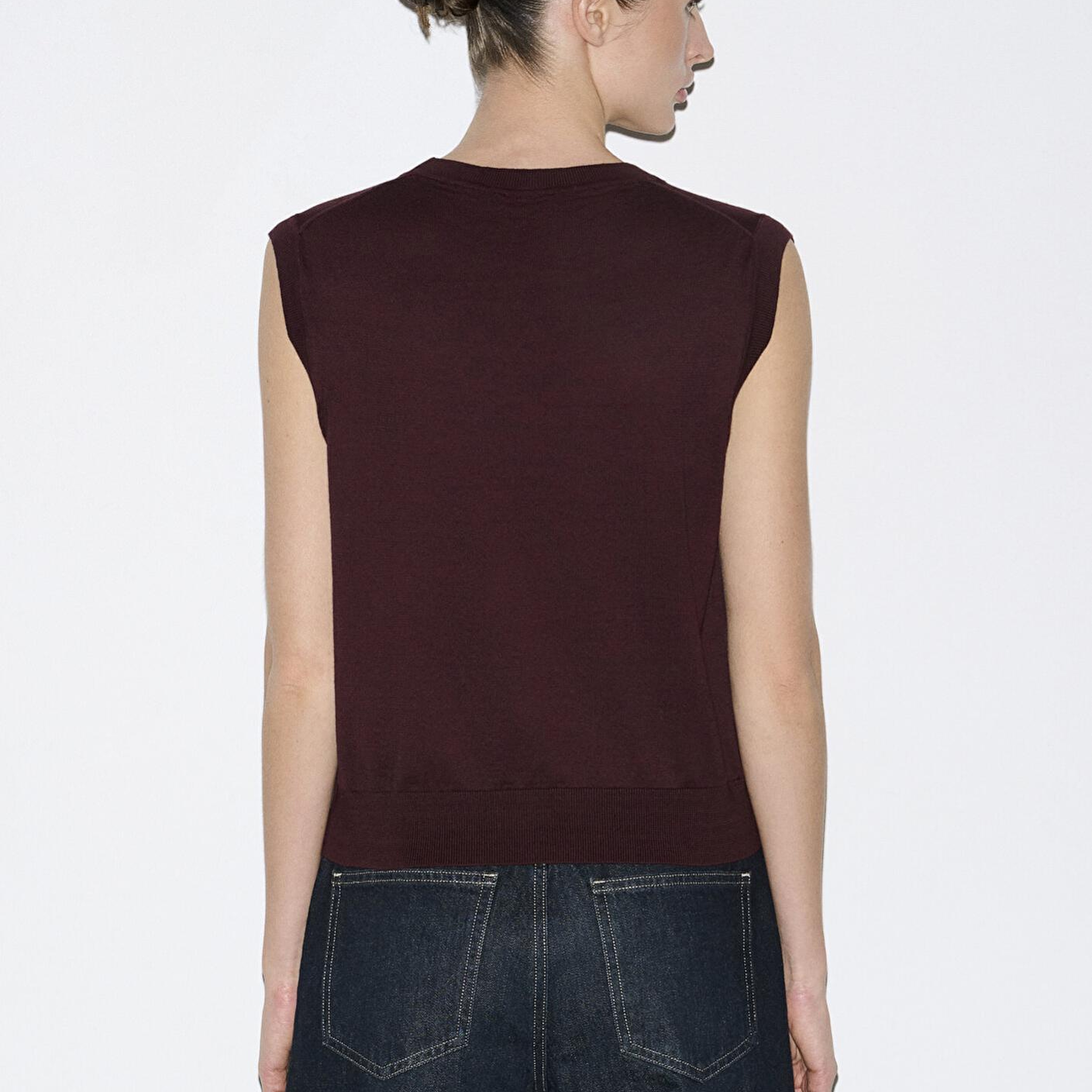 Mavi Bisiklet Yaka Bordo Triko Süveter Slim Fit / Dar Kesim 1710866-70223