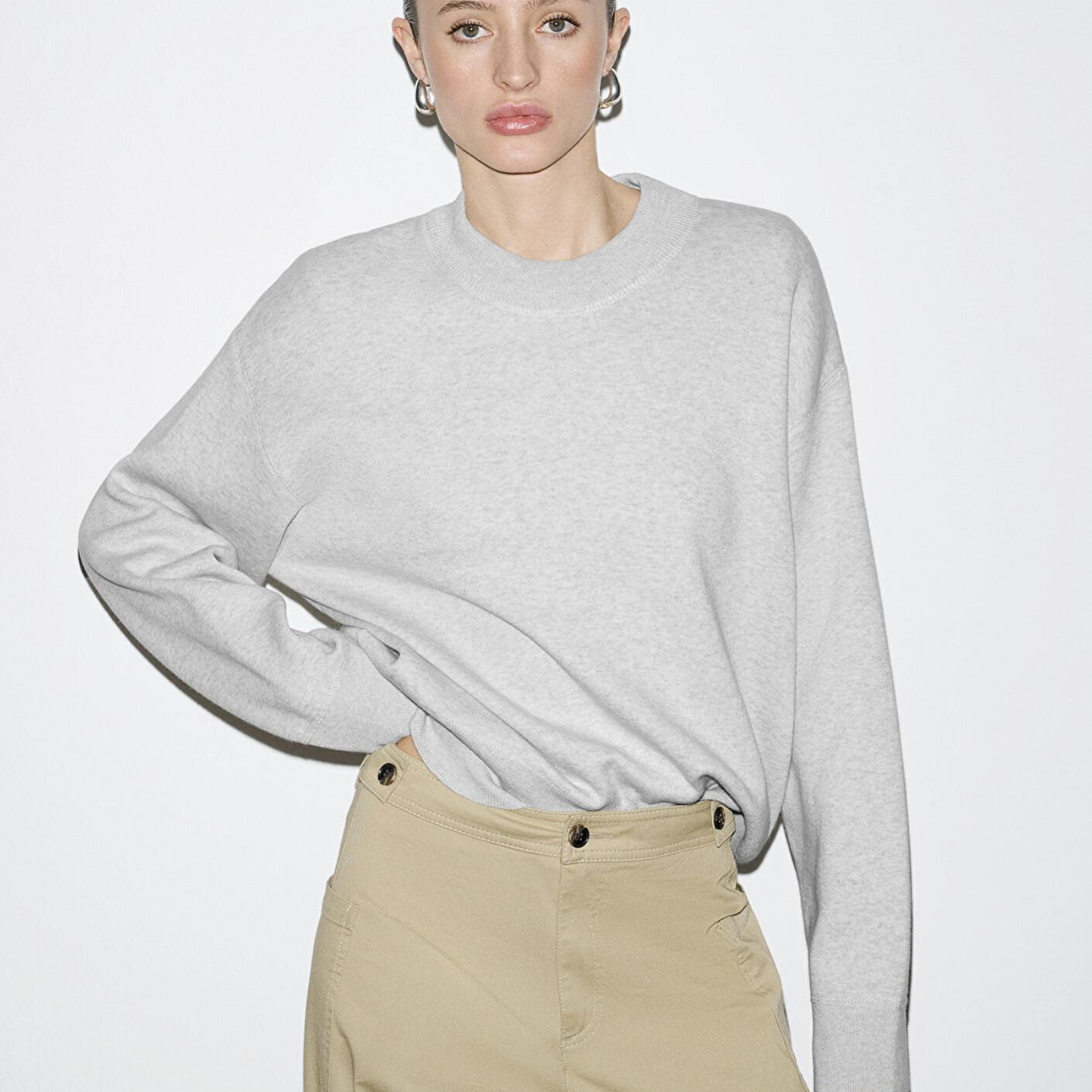 Mavi Bisiklet Yaka Gri Kazak Oversize / Geniş Kesim 1710883-83096