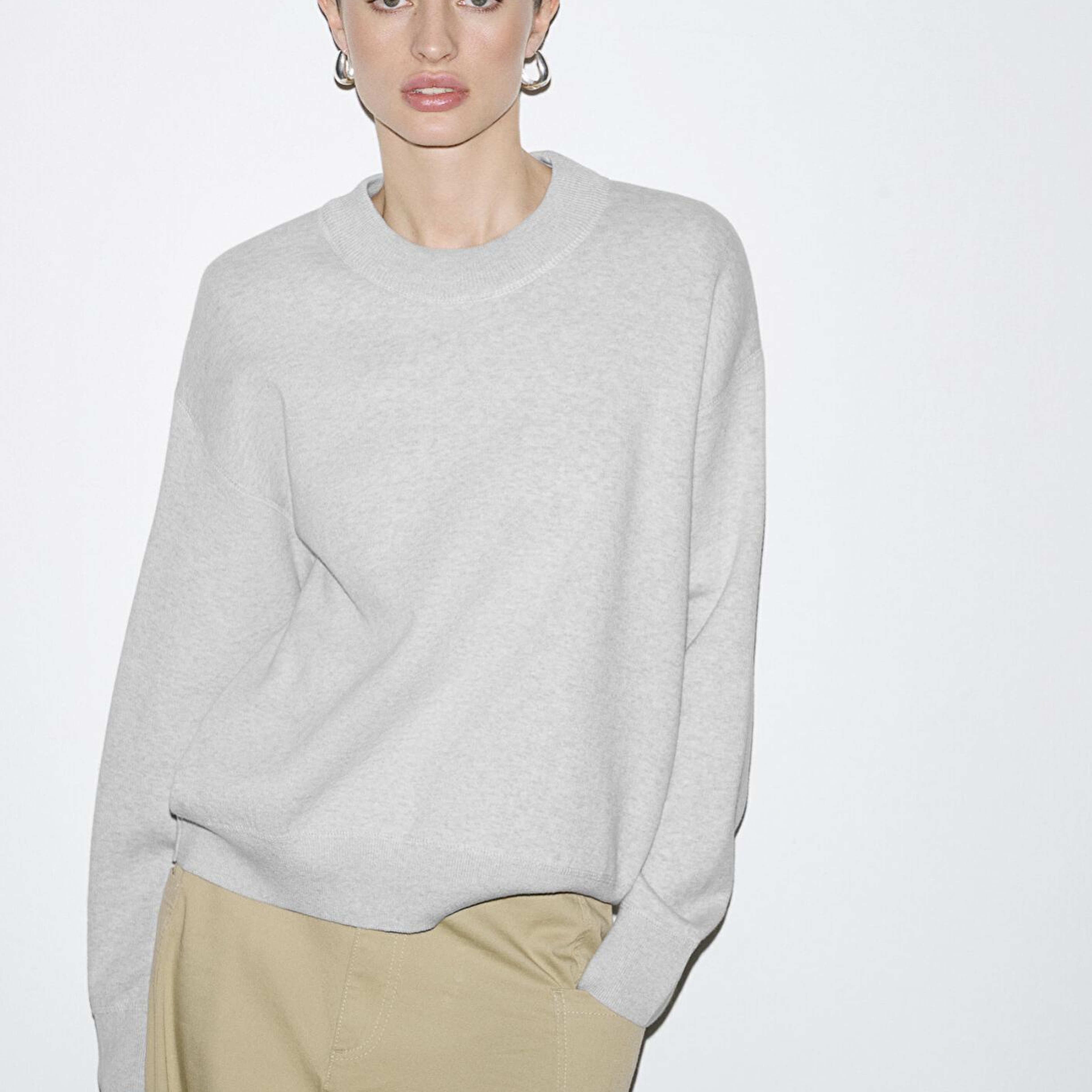 Mavi Bisiklet Yaka Gri Kazak Oversize / Geniş Kesim 1710883-83096