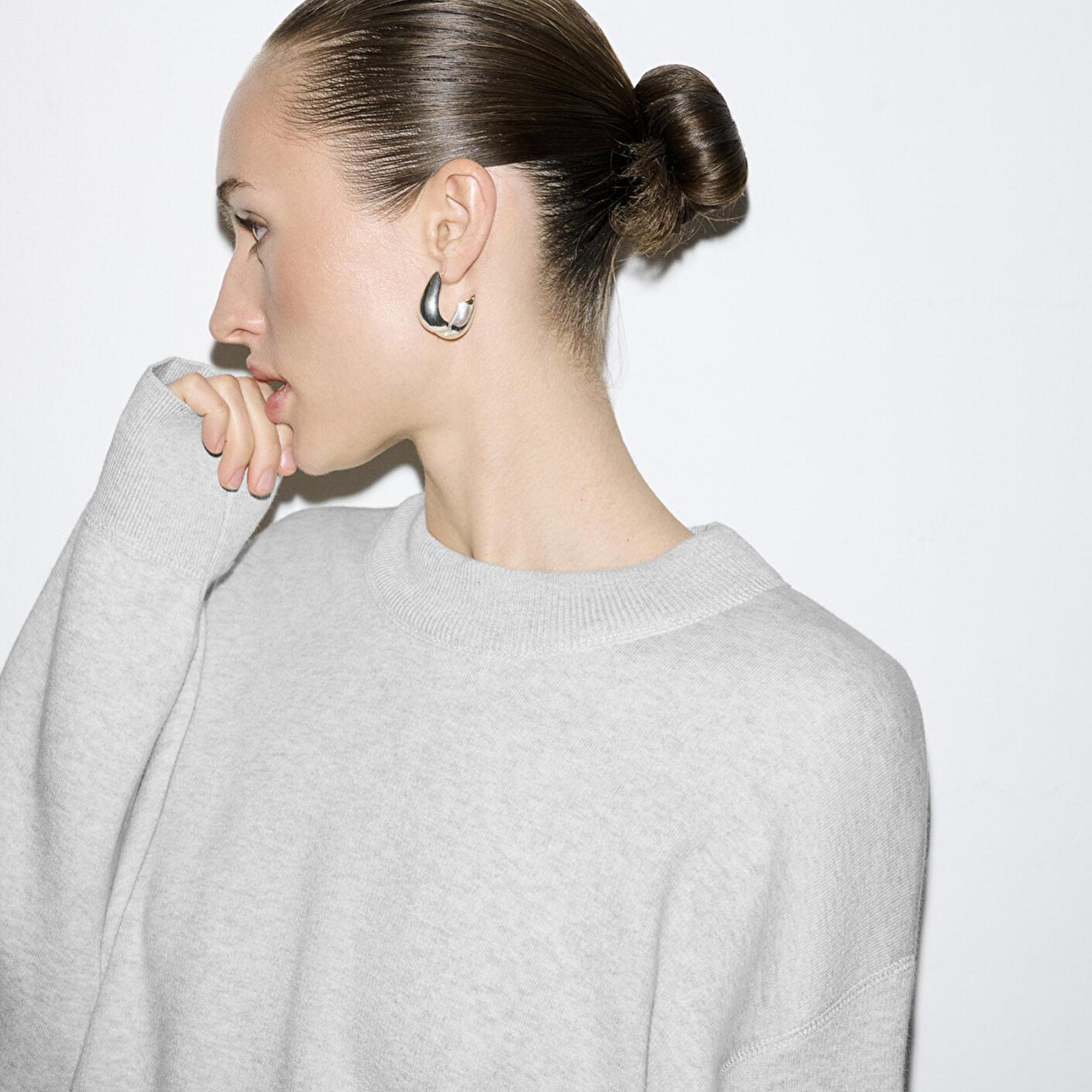 Mavi Bisiklet Yaka Gri Kazak Oversize / Geniş Kesim 1710883-83096