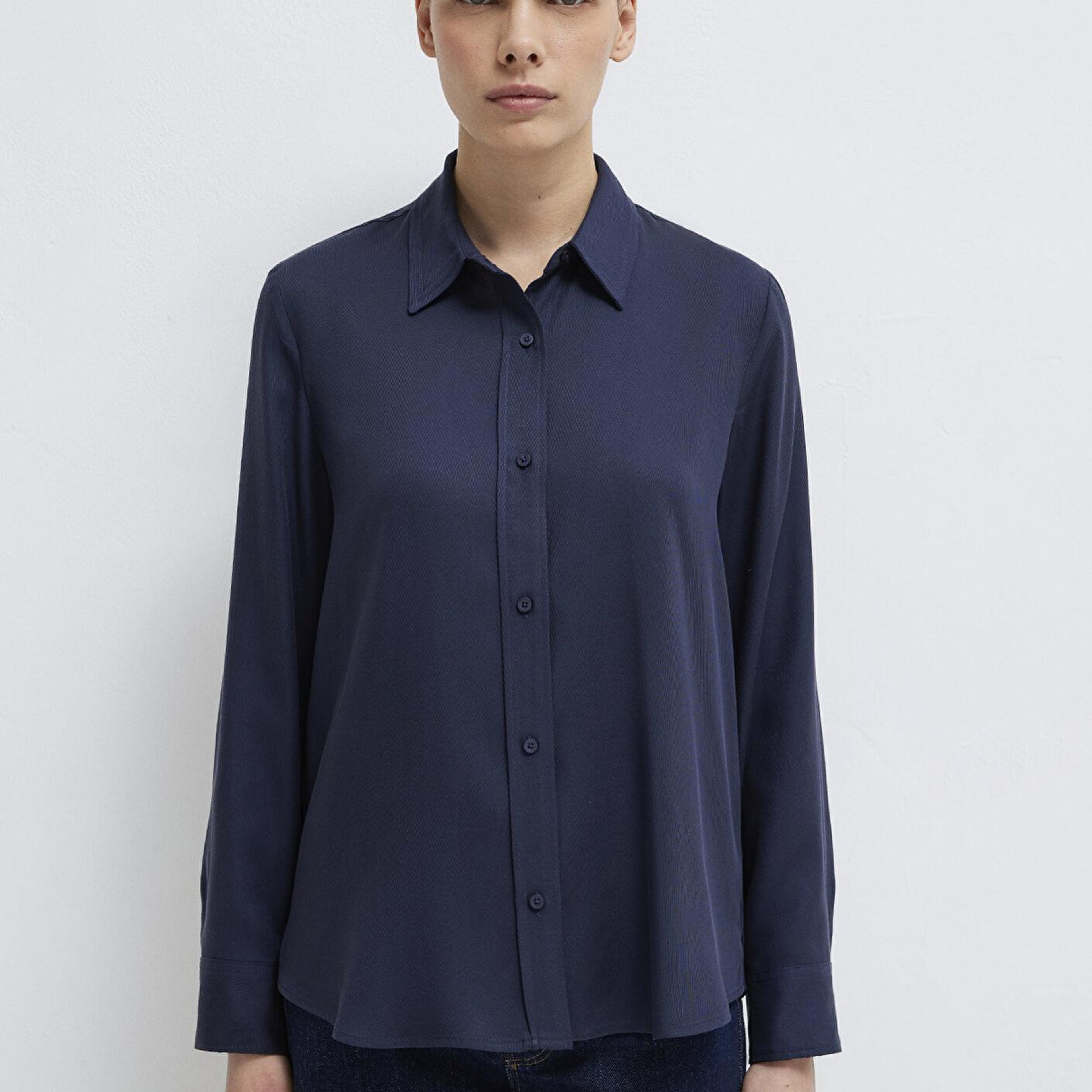 Mavi Lacivert (TENCEL™) Liyosel Gömlek Regular Fit / Normal Kesim 1211506-70487