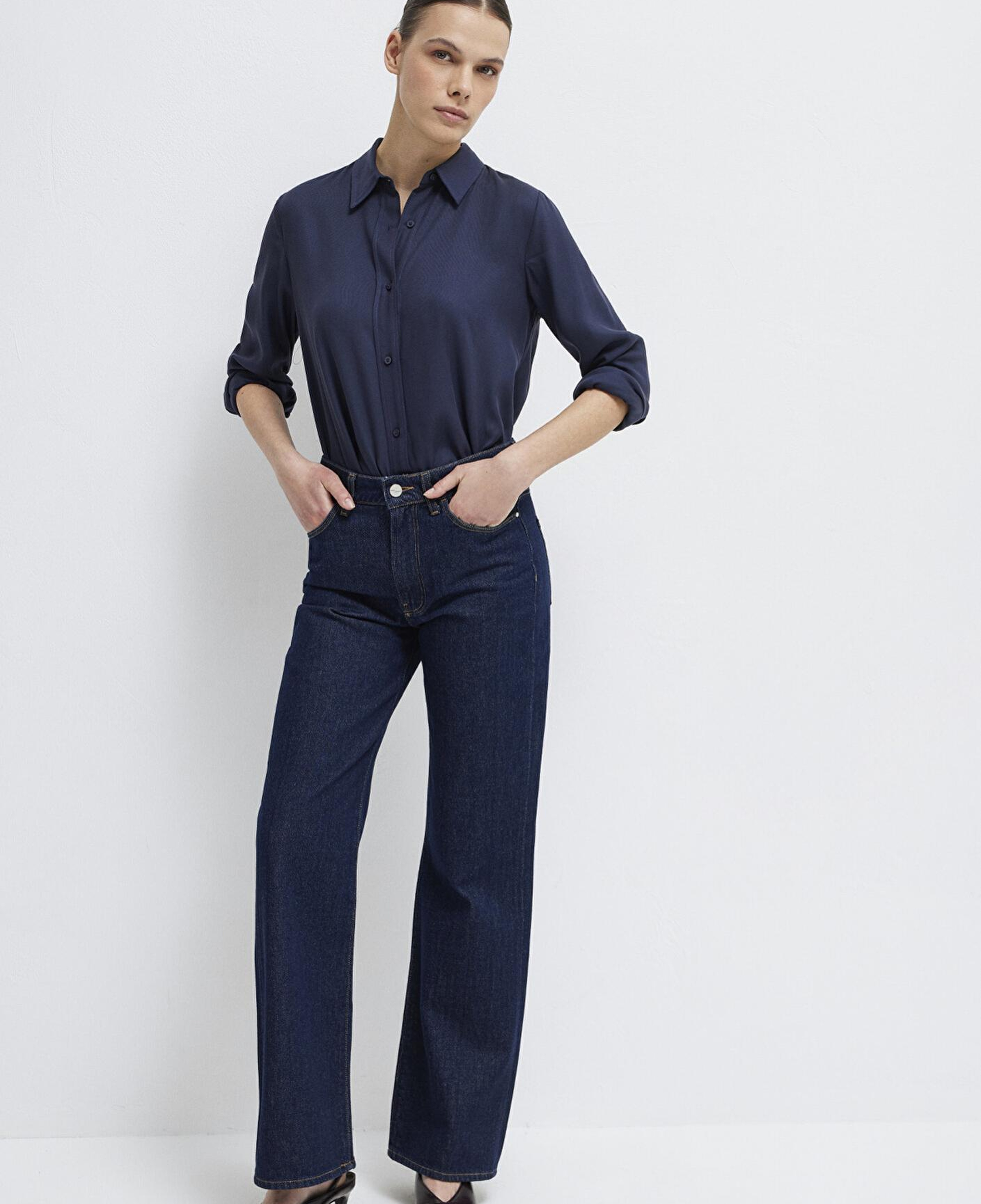 Mavi Lacivert (TENCEL™) Liyosel Gömlek Regular Fit / Normal Kesim 1211506-70487