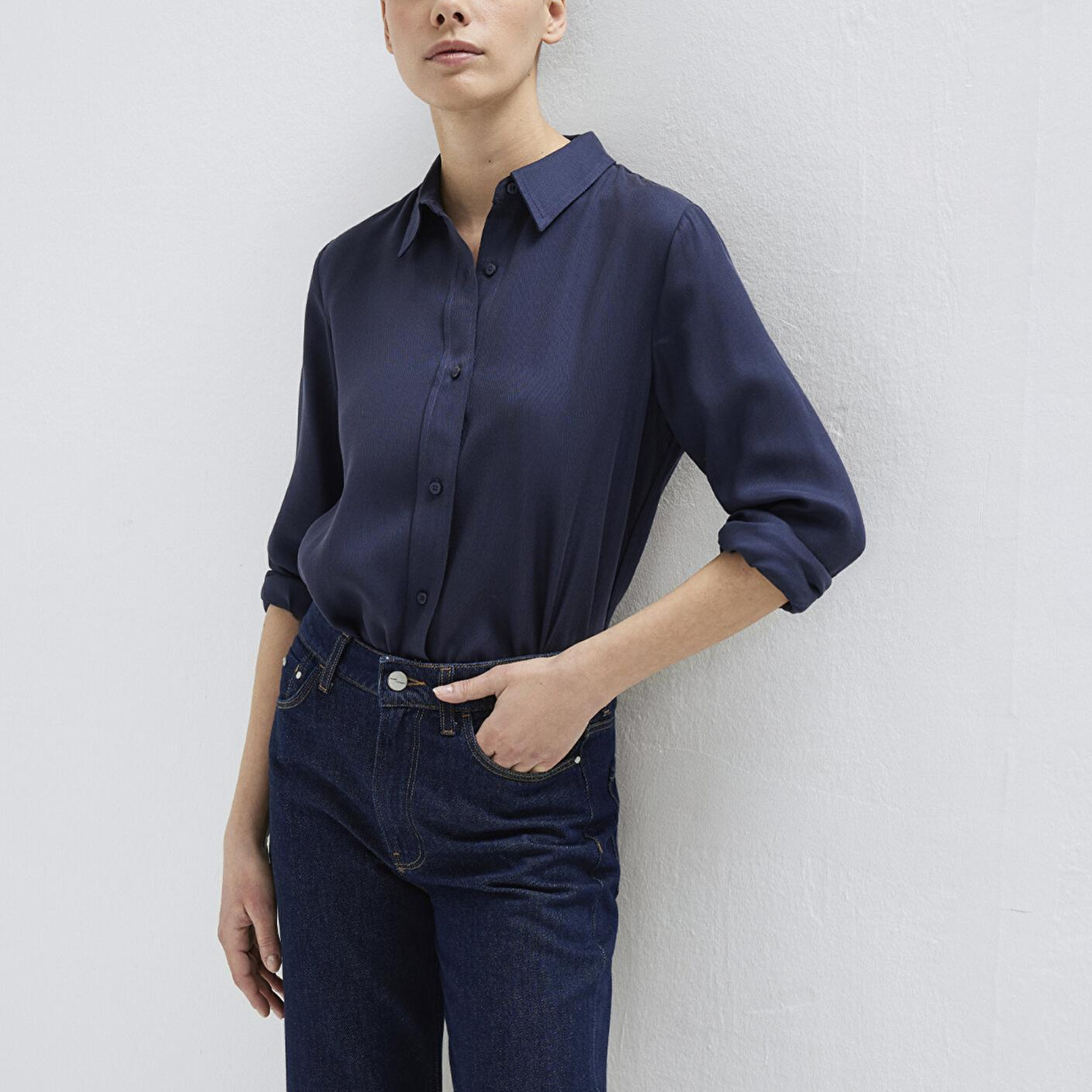 Mavi Lacivert (TENCEL™) Liyosel Gömlek Regular Fit / Normal Kesim 1211506-70487