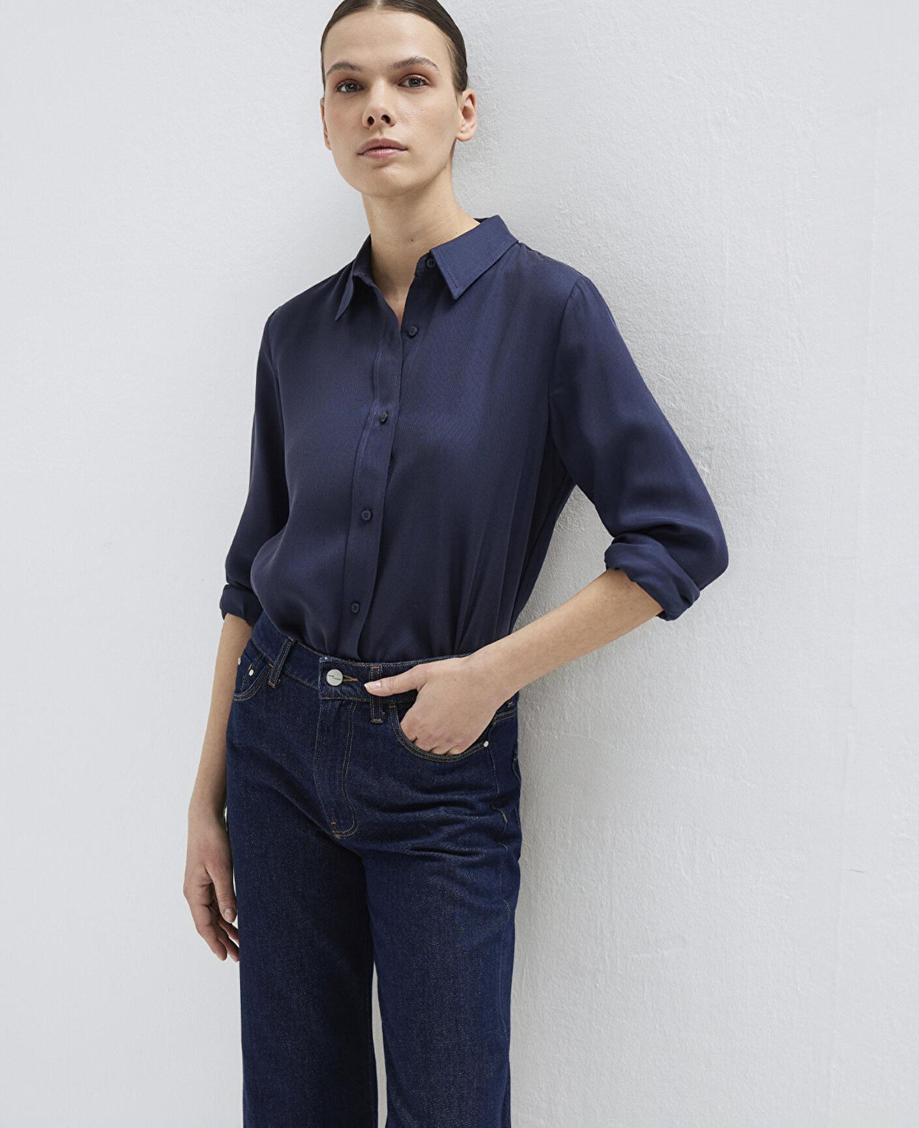 Mavi Lacivert (TENCEL™) Liyosel Gömlek Regular Fit / Normal Kesim 1211506-70487