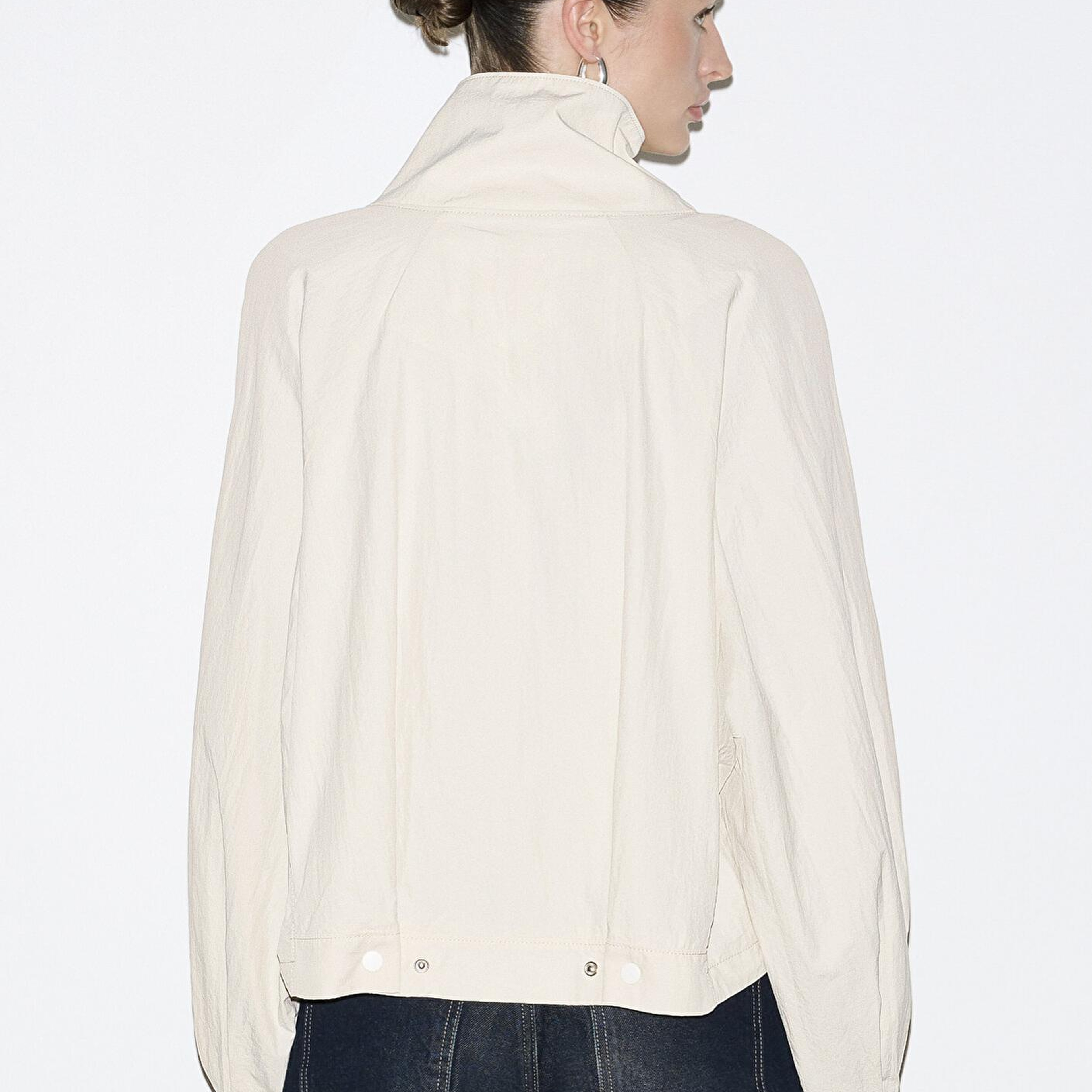 Mavi Dik Yaka Bej Ceket Oversize / Geniş Kesim 1110848-70140