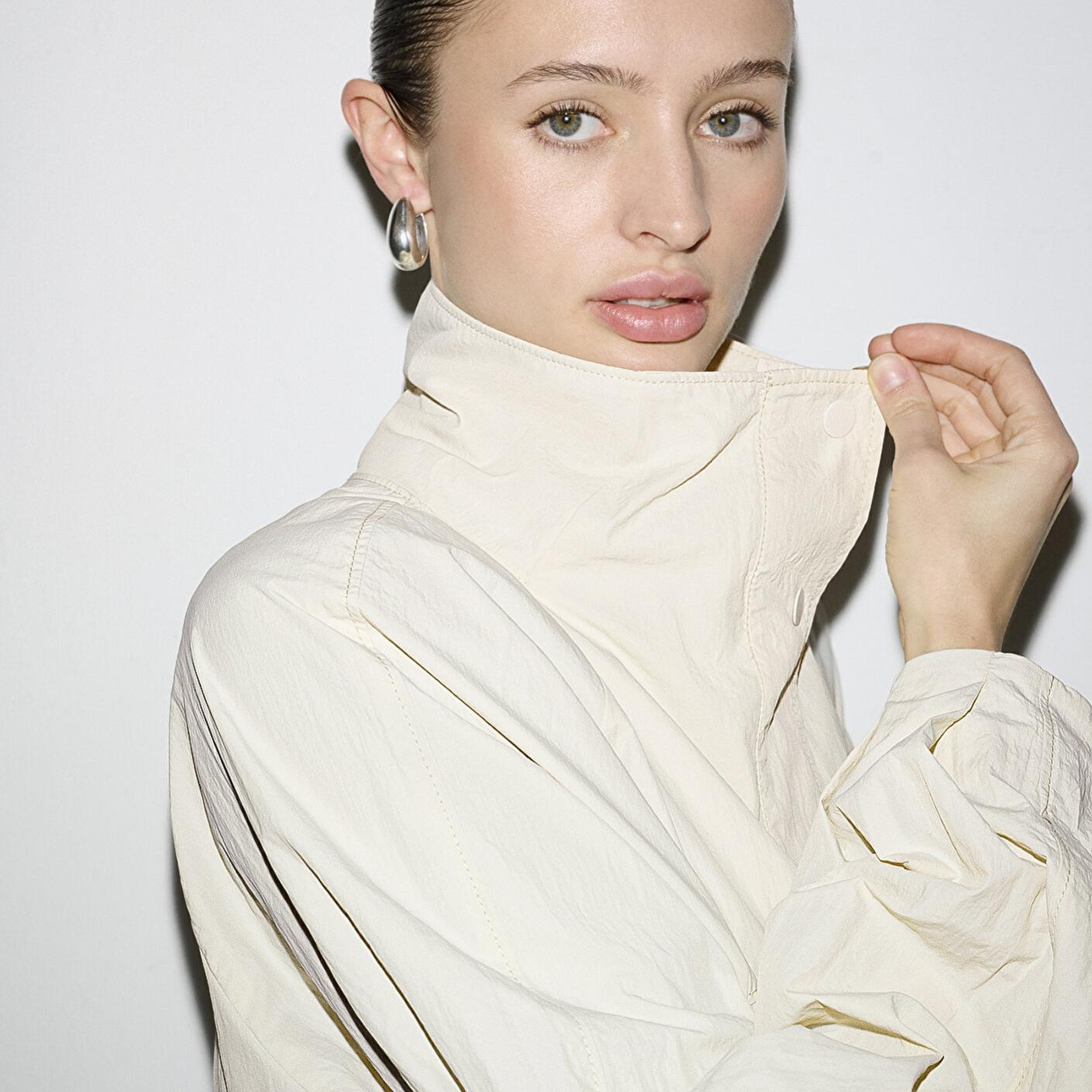 Mavi Dik Yaka Bej Ceket Oversize / Geniş Kesim 1110848-70140