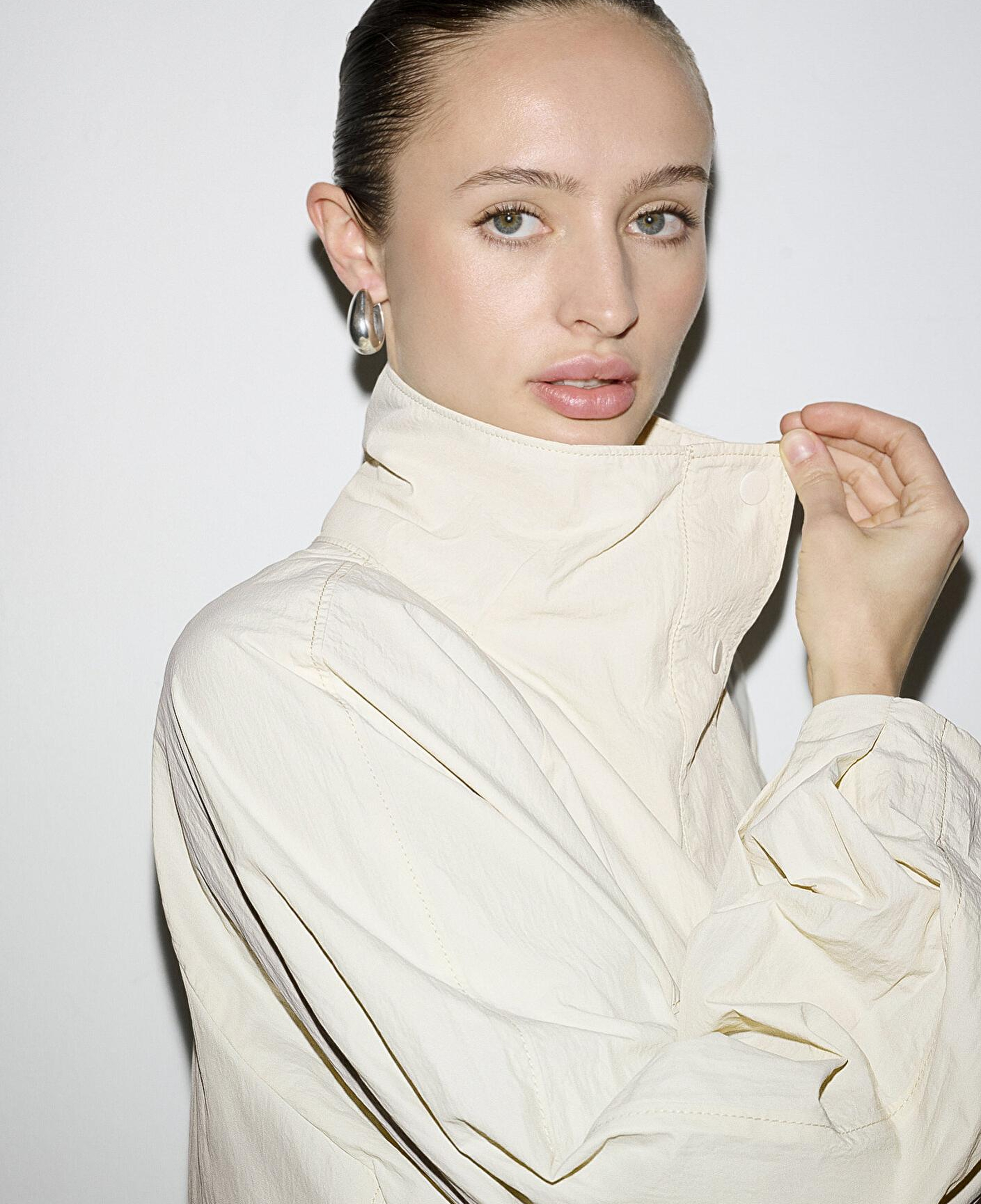 Mavi Dik Yaka Bej Ceket Oversize / Geniş Kesim 1110848-70140