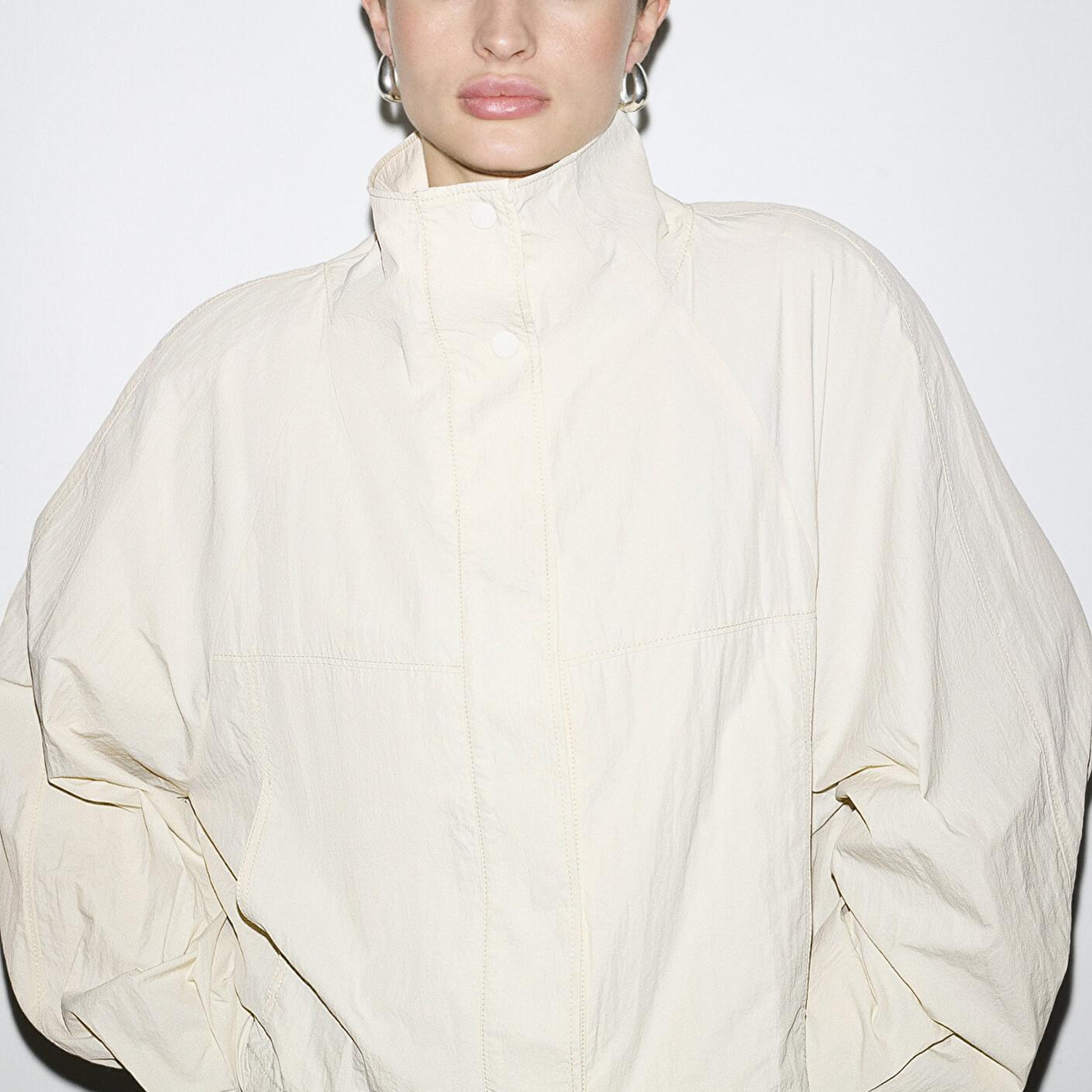 Mavi Dik Yaka Bej Ceket Oversize / Geniş Kesim 1110848-70140