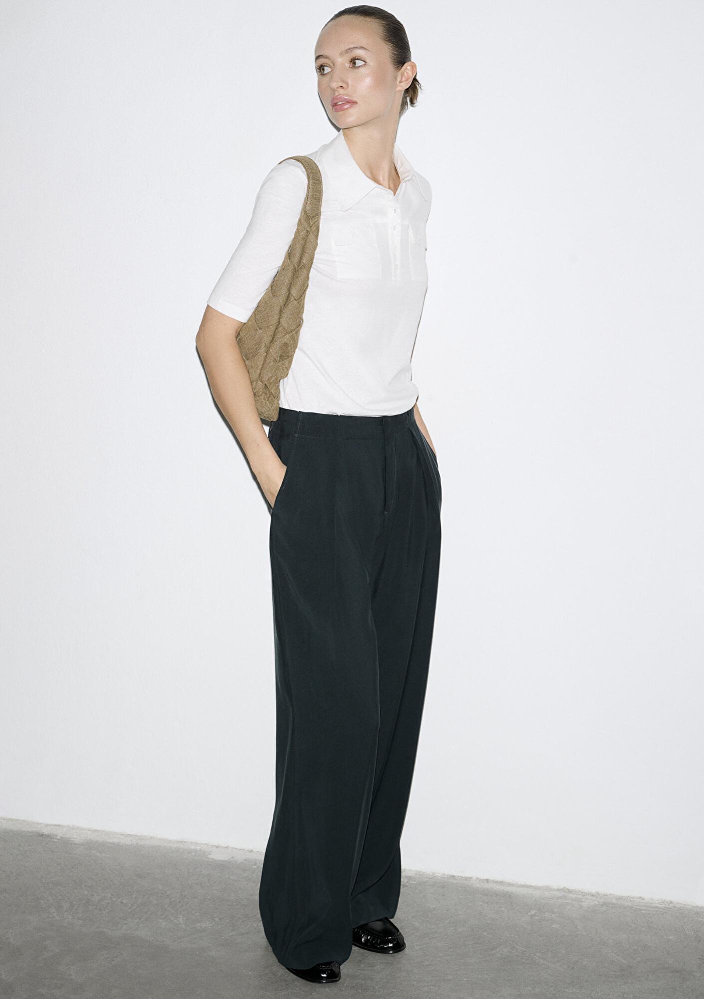 Mavi Lacivert Geniş Paça Pantolon 1011180-91480