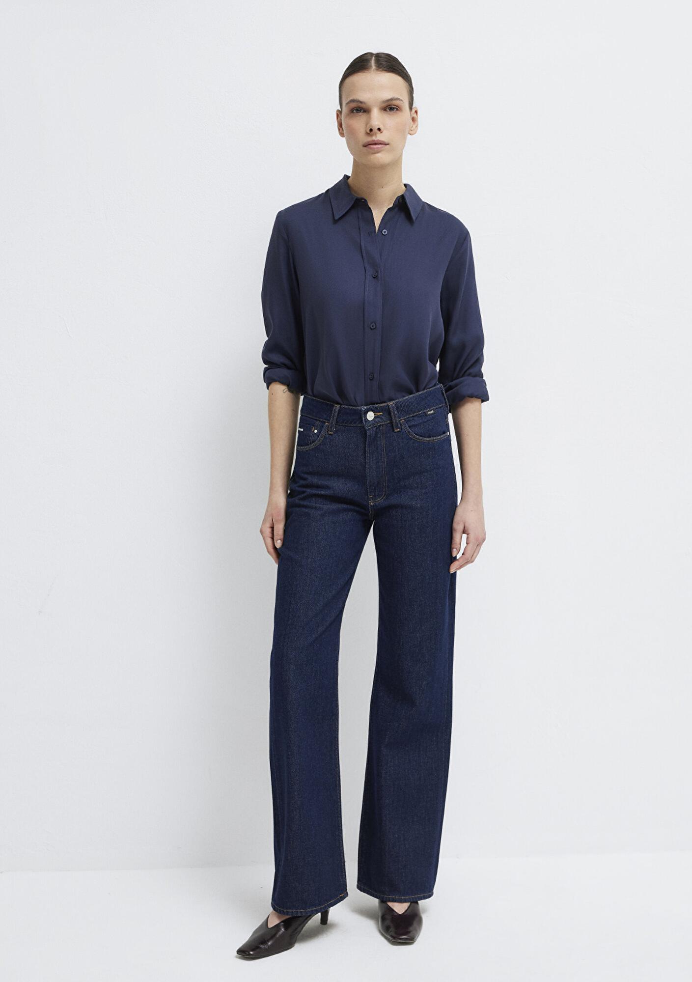 Mavi Lacivert (TENCEL™) Liyosel Gömlek Regular Fit / Normal Kesim 1211506-70487