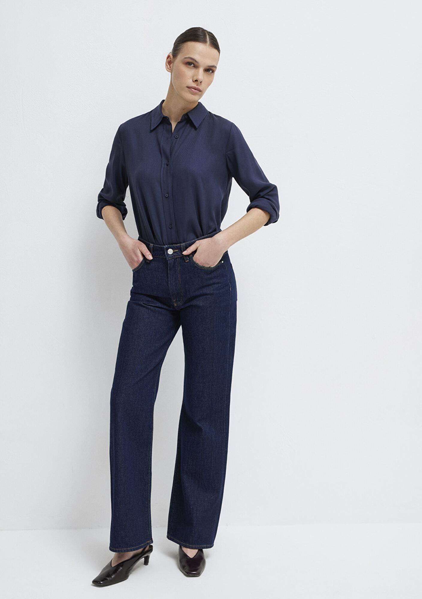 Mavi Lacivert (TENCEL™) Liyosel Gömlek Regular Fit / Normal Kesim 1211506-70487