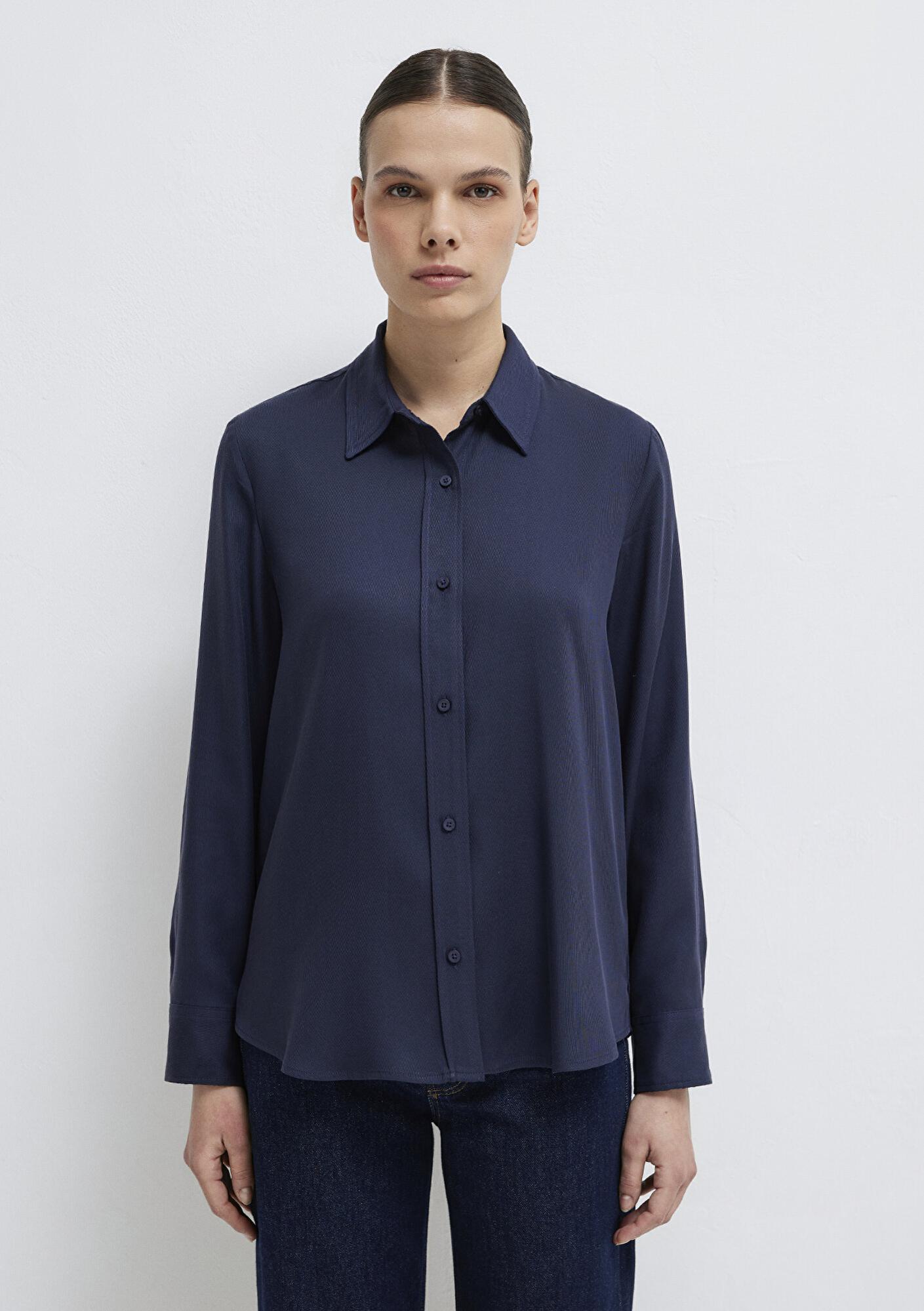 Mavi Lacivert (TENCEL™) Liyosel Gömlek Regular Fit / Normal Kesim 1211506-70487