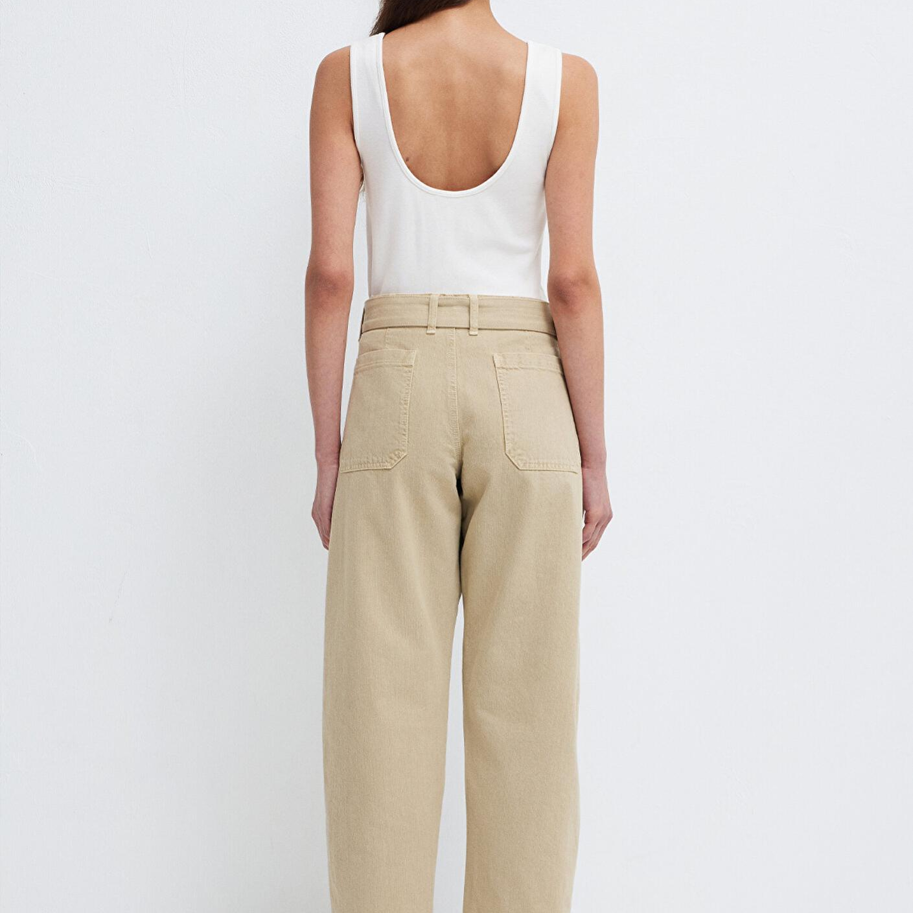 Mavi Kemerli Bej Pantolon 1011183-70153
