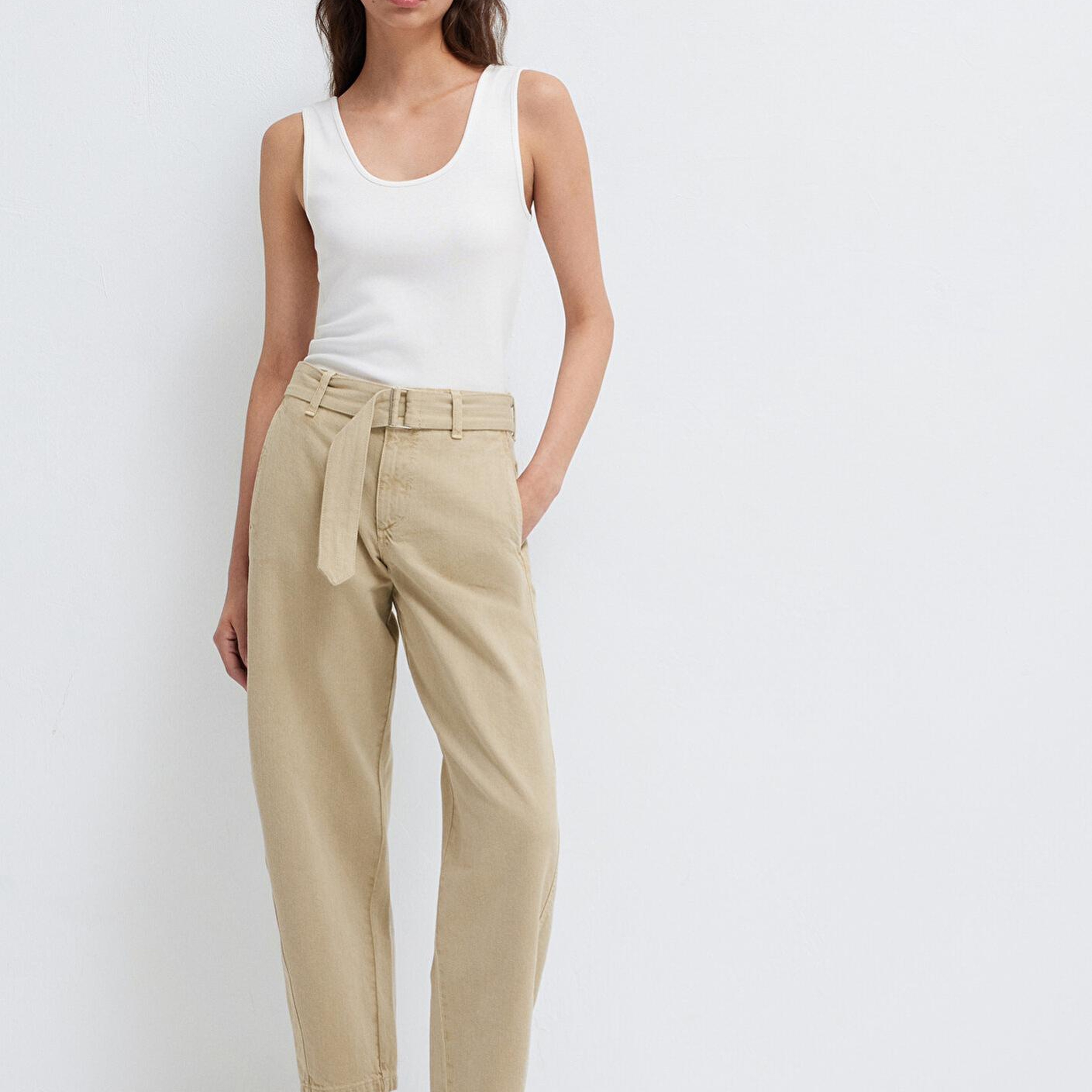 Mavi Kemerli Bej Pantolon 1011183-70153