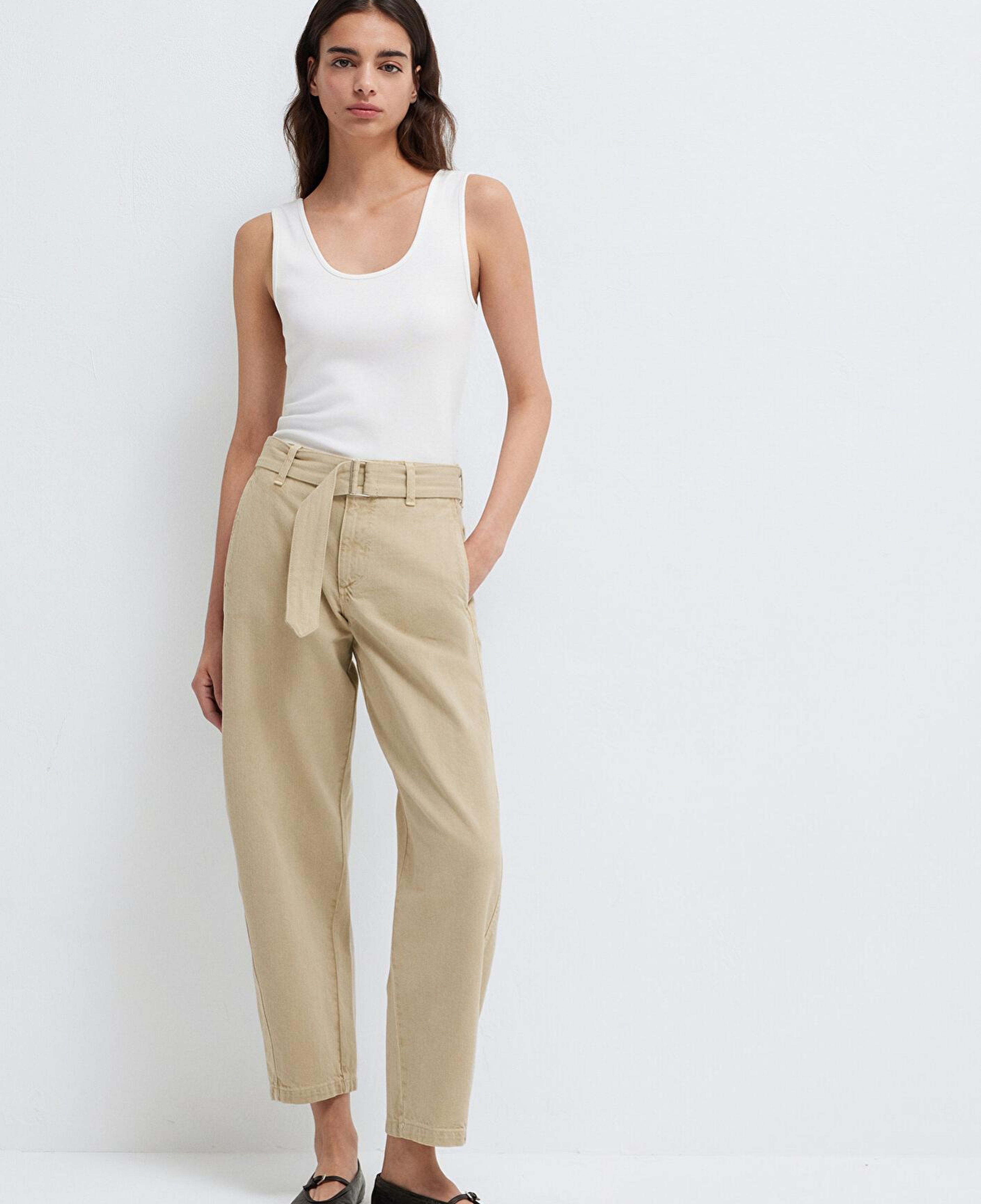 Mavi Kemerli Bej Pantolon 1011183-70153