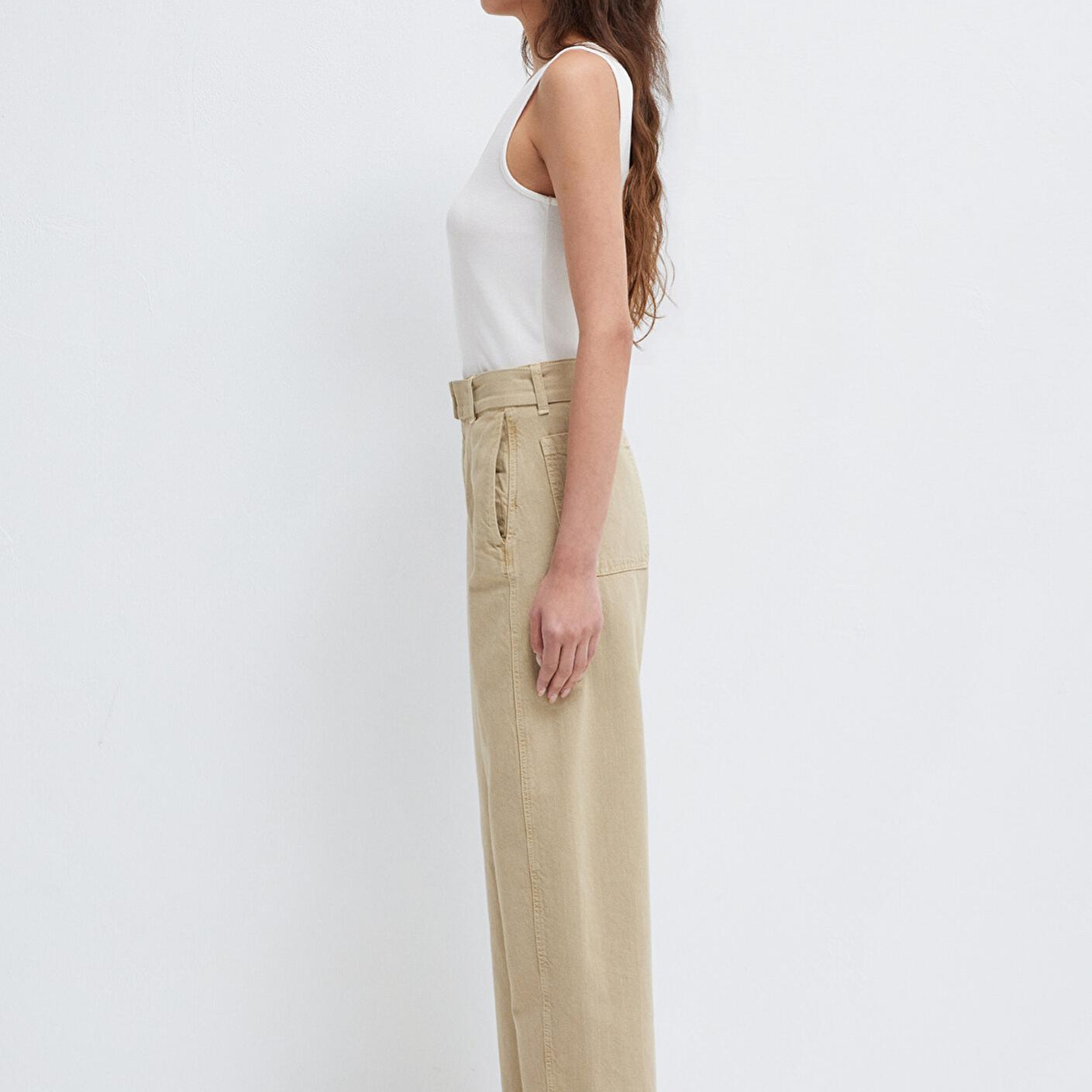 Mavi Kemerli Bej Pantolon 1011183-70153