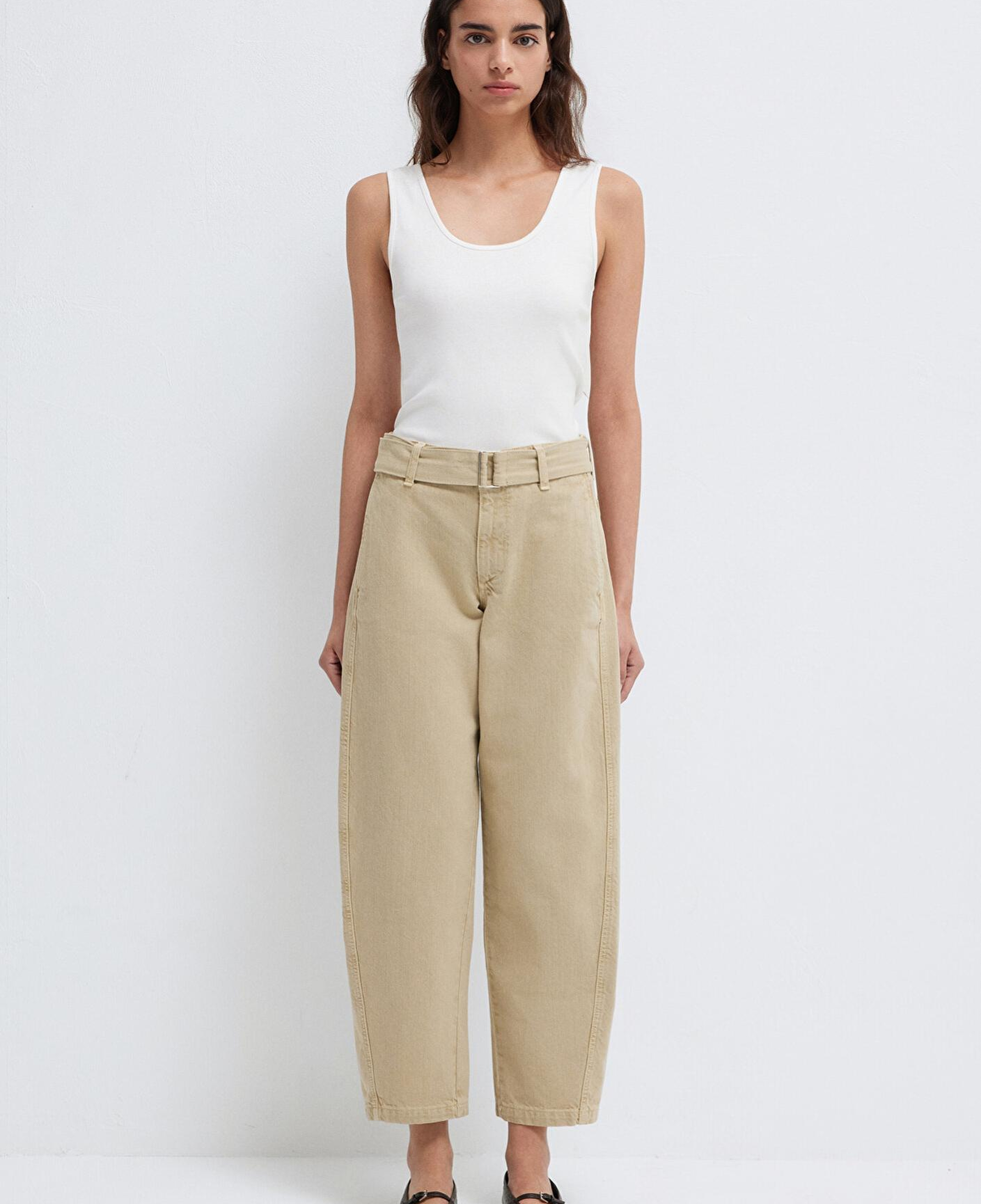 Mavi Kemerli Bej Pantolon 1011183-70153