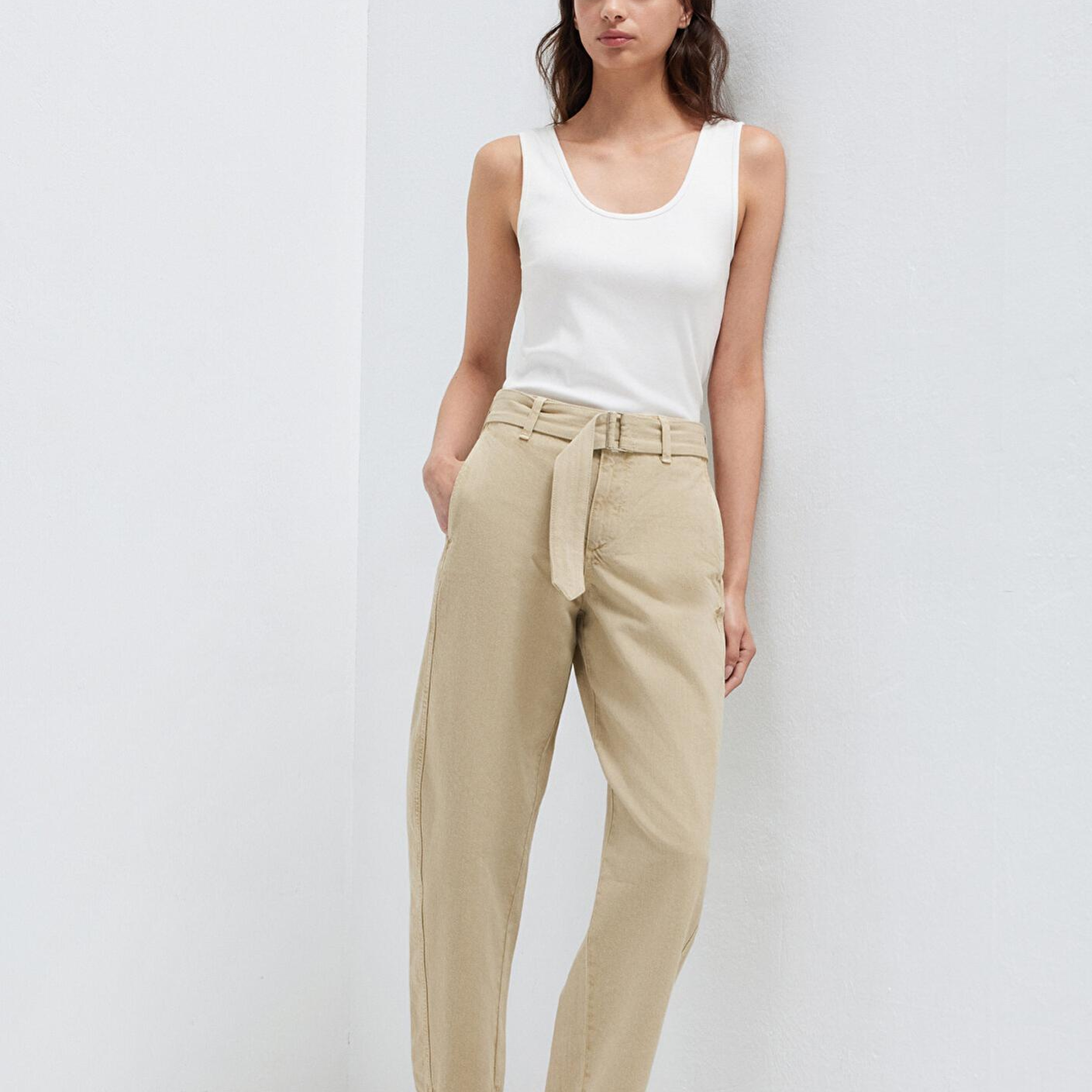 Mavi Kemerli Bej Pantolon 1011183-70153