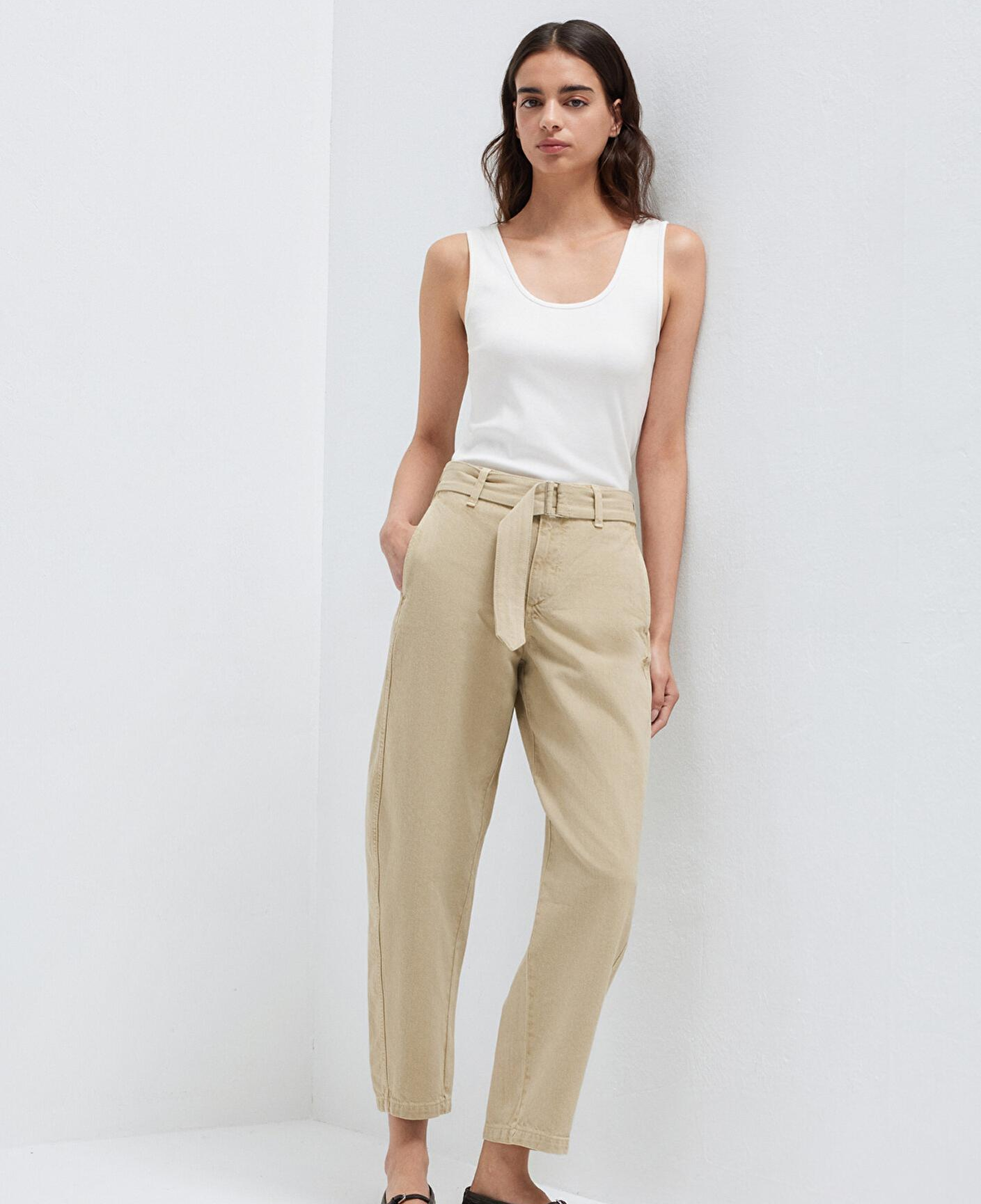 Mavi Kemerli Bej Pantolon 1011183-70153