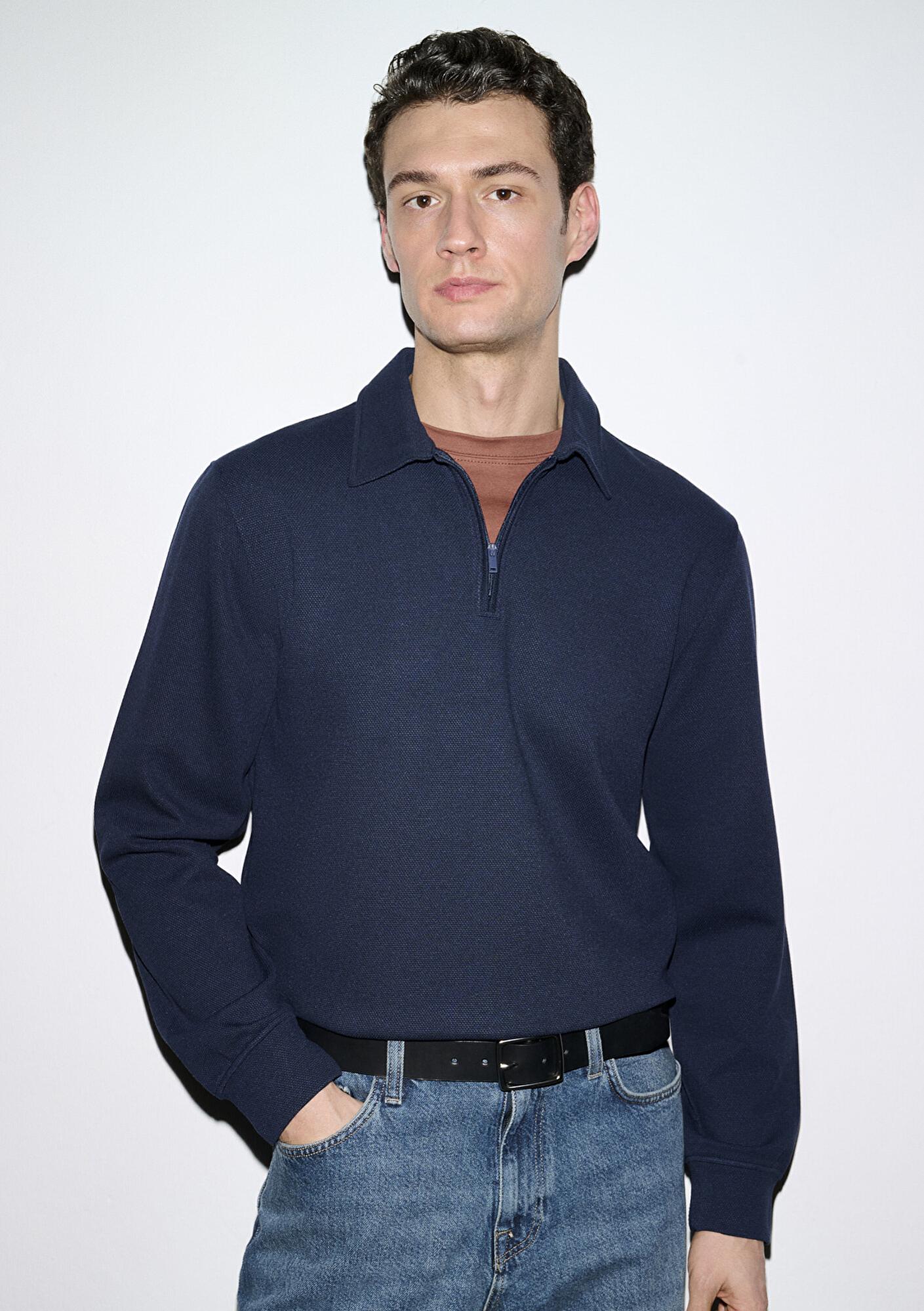 Mavi Esnek Lacivert Travel Polo Sweatshirt 0S10561-70497