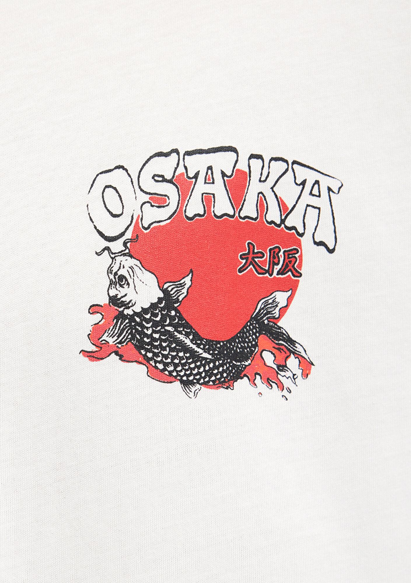 Mavi Osaka Baskılı Ekru Tişört Loose Fit / Bol Rahat Kesim 0613298-80194