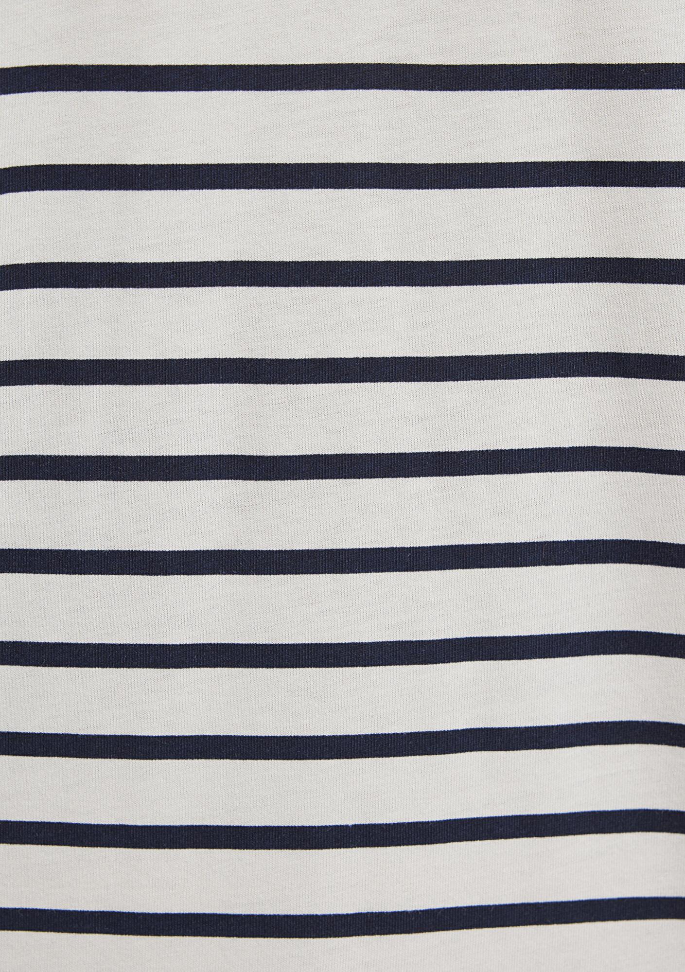 Mavi Lacivert Çizgili Ekru Tişört Loose Fit / Bol Rahat Kesim 0613274-30651