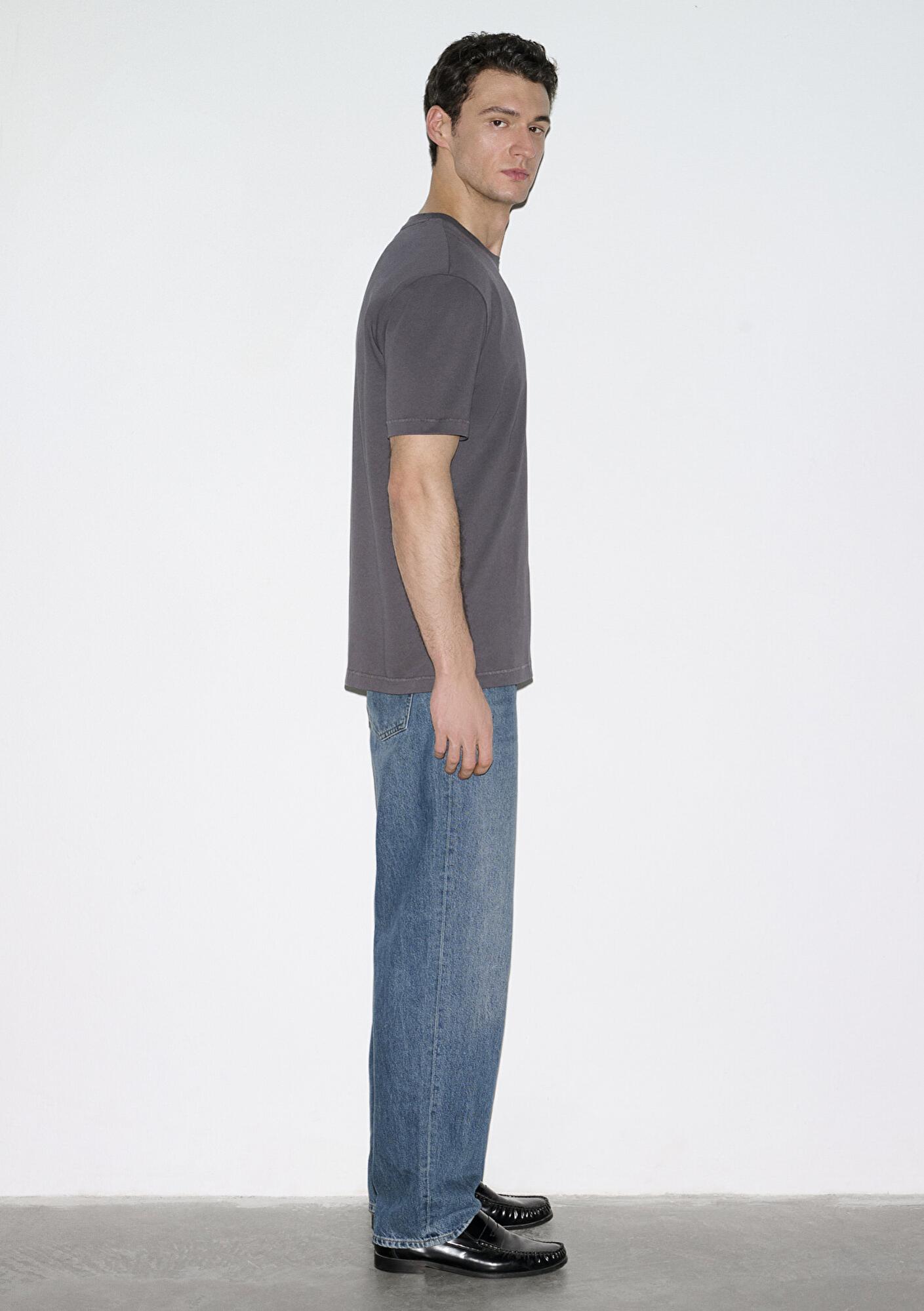 Mavi Gri Basic Tişört Loose Fit / Bol Rahat Kesim 0612269-70101