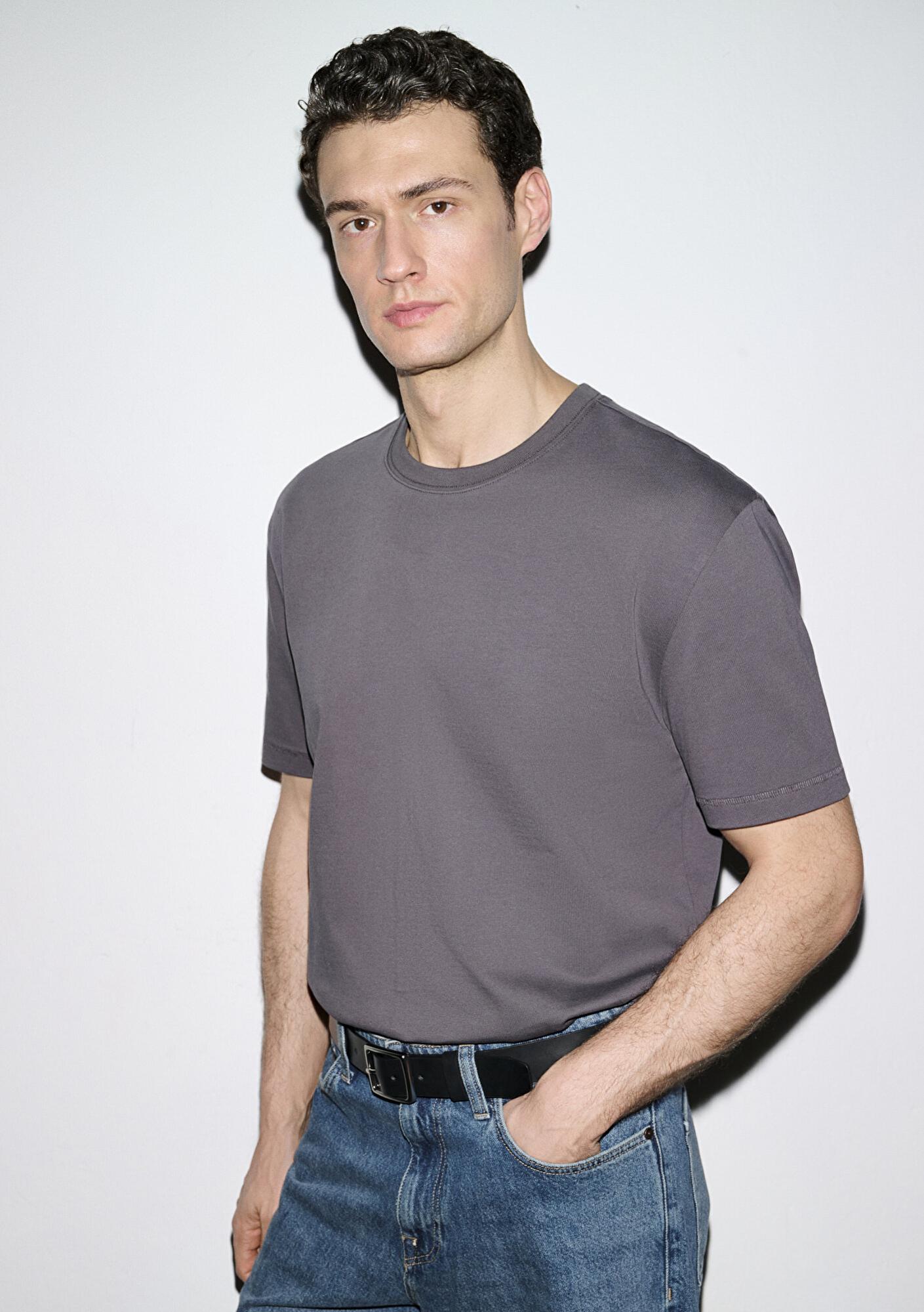 Mavi Gri Basic Tişört Loose Fit / Bol Rahat Kesim 0612269-70101